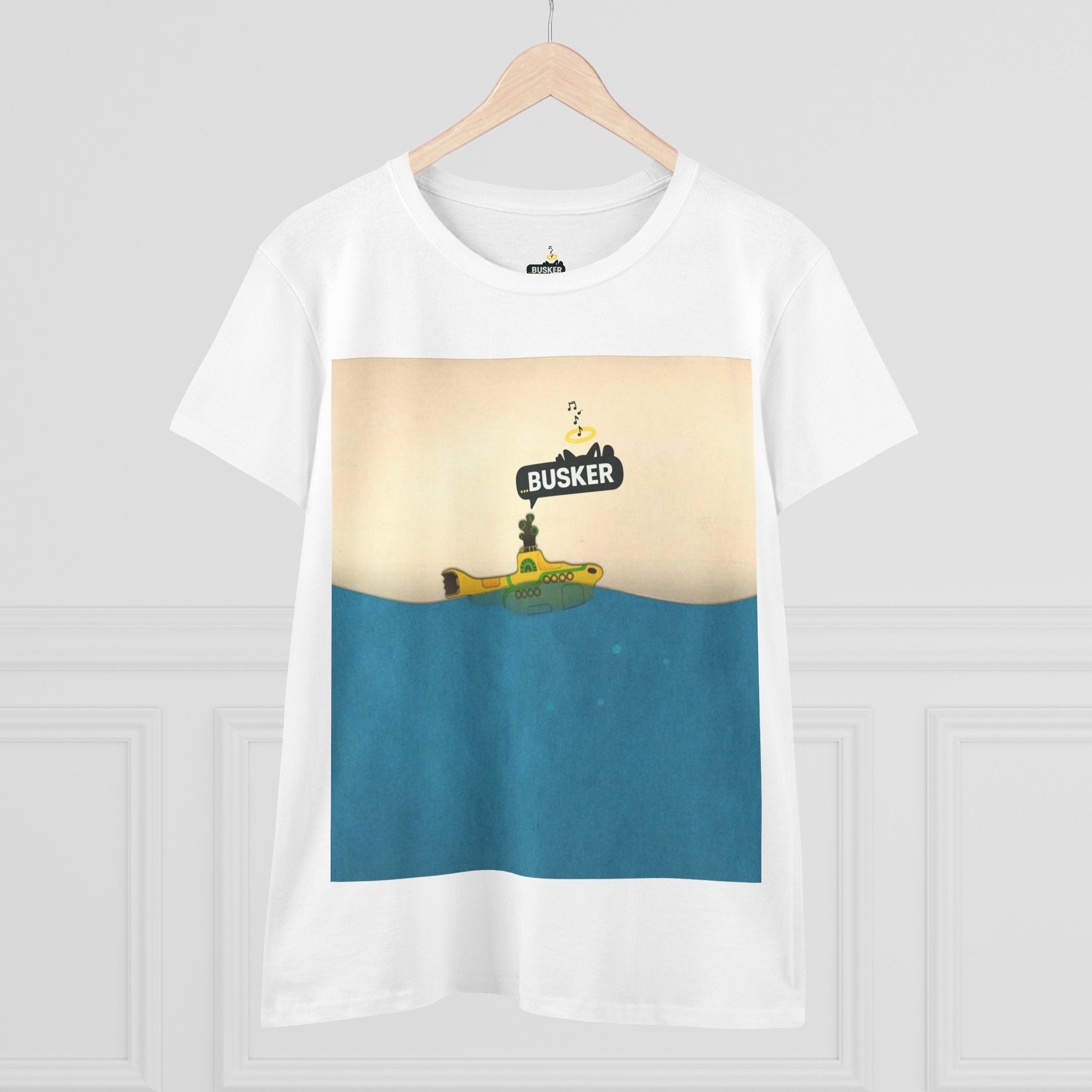 Busker Graphic Cotton Tee for Music Lovers, Vintage Style Summer Shirt, Perfect Gift for Concerts and Festivals, Casual Women's Top, [...]