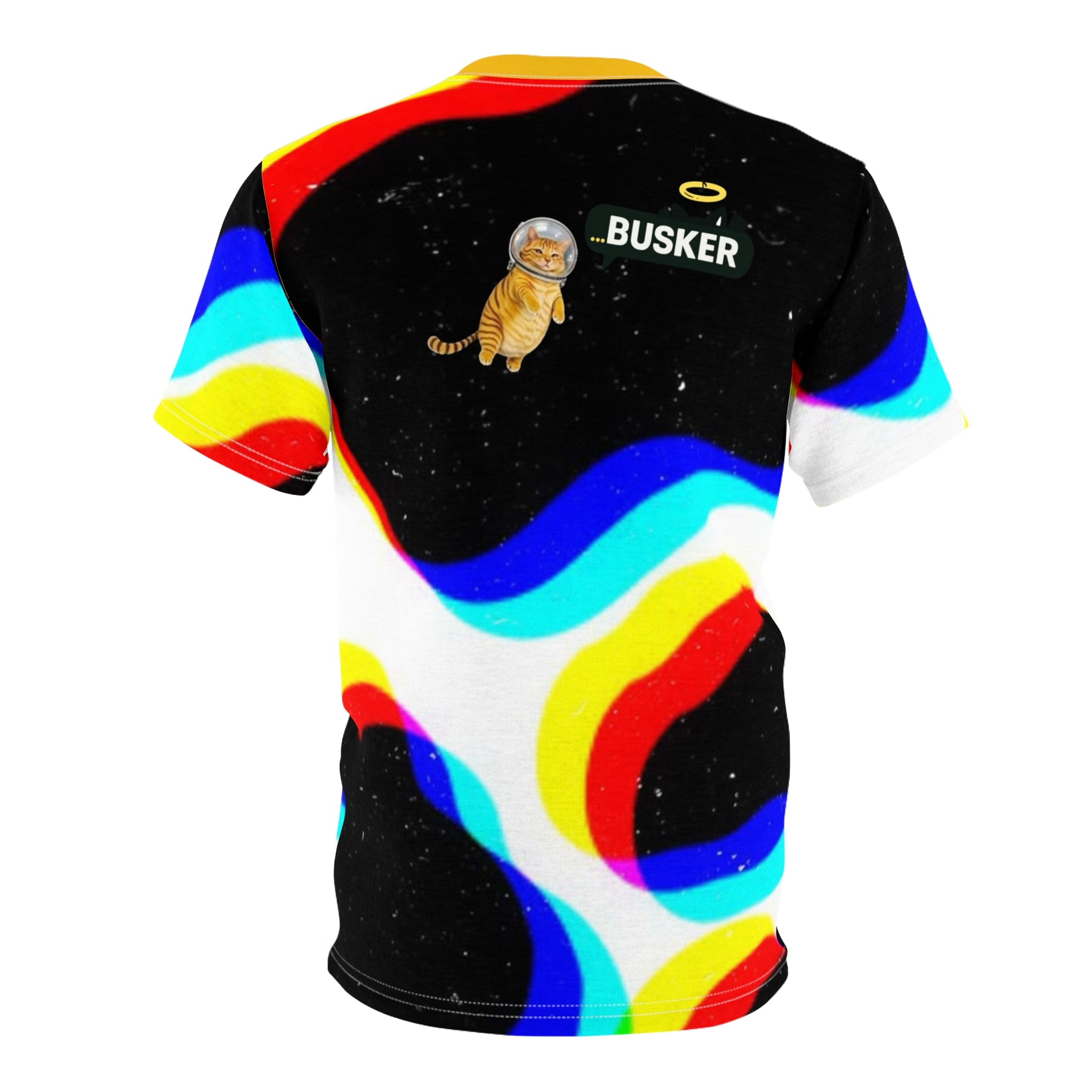 Cosmic Cat Unisex Tee, Bold Graphic T-Shirt for Astronaut Lovers, Fun Gift for Space Enthusiasts, Festival Wear, Statement Fashion