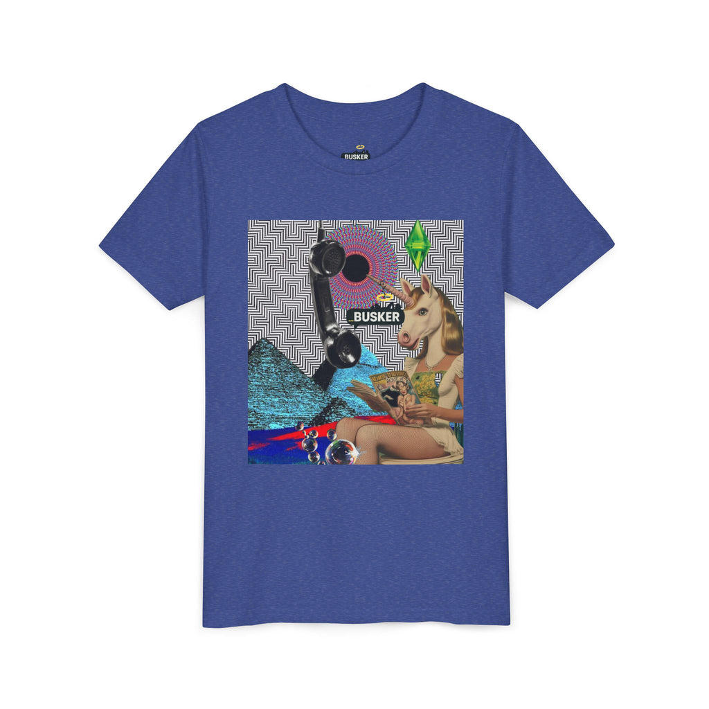 Youth Graphic Tee with Fun 'Busker' Design, Cool Summer Shirt, Gifts for Kids, Festival Attire, Trendy Youthwear