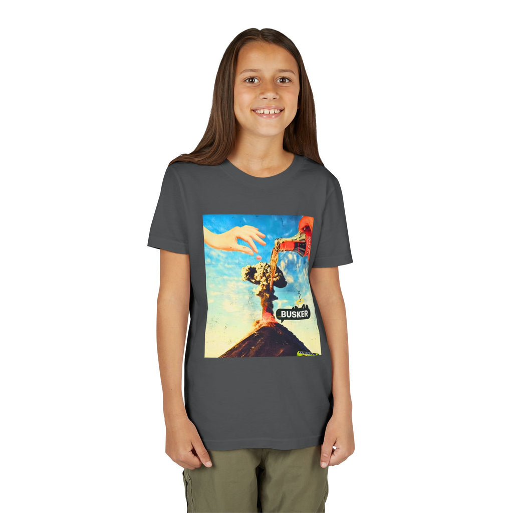 Busker Youth Short Sleeve Tee, Fun Summer Tee, Music Lover Gift, Kids Graphic T-Shirt, Festival Outfit, Creative Gift Idea