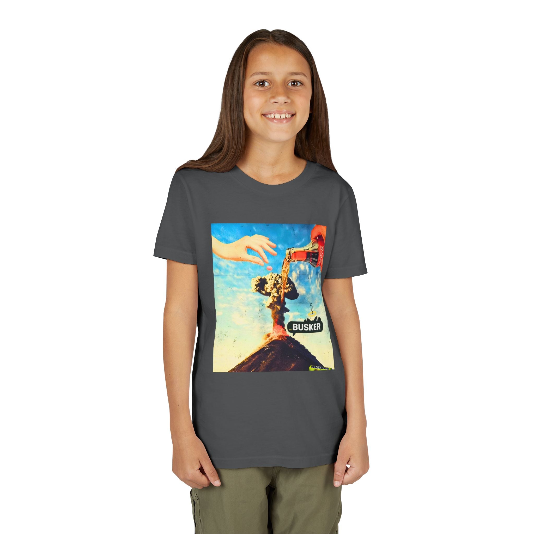 Busker Youth Short Sleeve Tee, Fun Summer Tee, Music Lover Gift, Kids Graphic T-Shirt, Festival Outfit, Creative Gift Idea