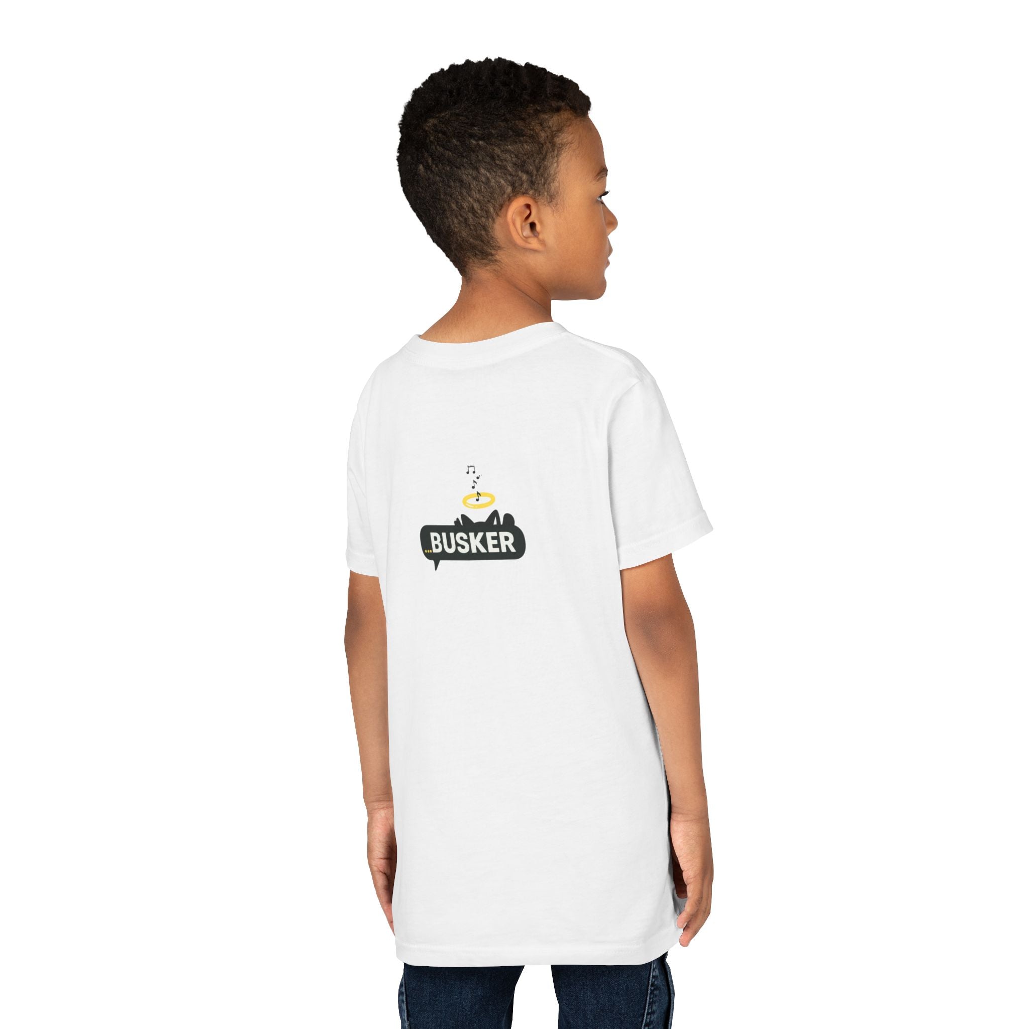 Busker Youth Short Sleeve Tee, Fun Summer Tee, Music Lover Gift, Kids Graphic T-Shirt, Festival Outfit, Creative Gift Idea