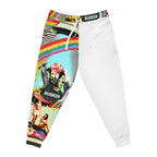 Vibrant AOP Athletic Joggers with Retro Rainbow Design