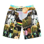 Vibrant Graphic Men's Board Shorts - Retro Beachwear for Summer Fun
