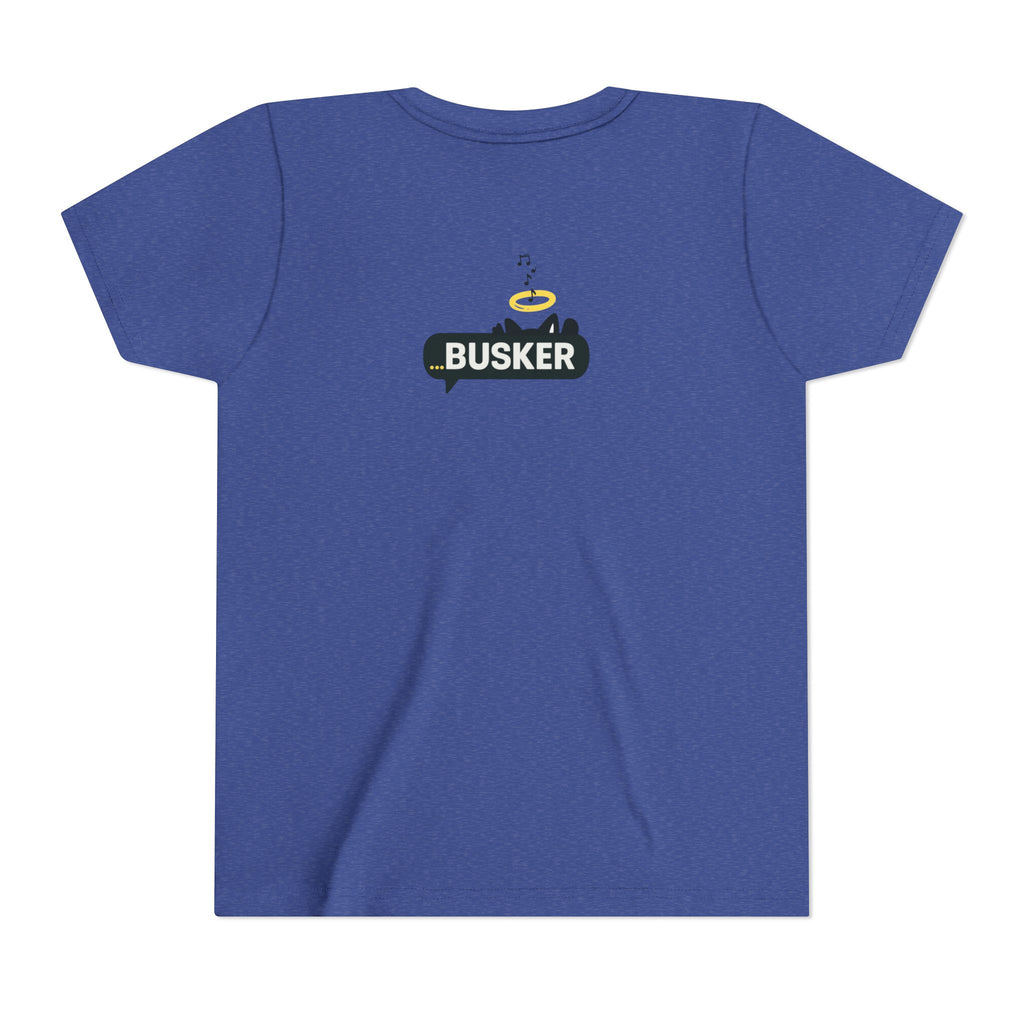 Youth Graphic Tee with Fun 'Busker' Design, Cool Summer Shirt, Gifts for Kids, Festival Attire, Trendy Youthwear