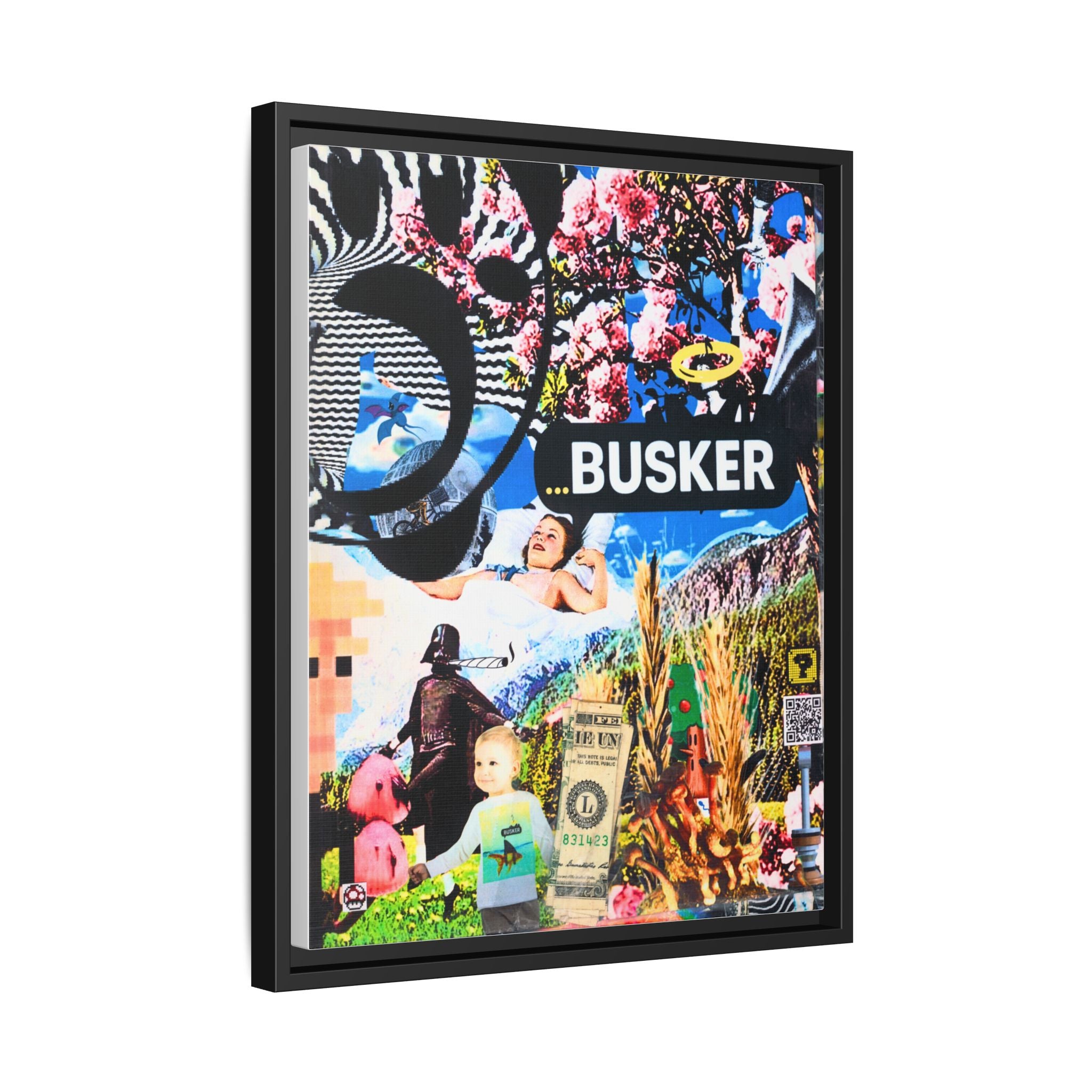 Busker Collage Matte Canvas Print — Framed Multi‑Color Wall Art