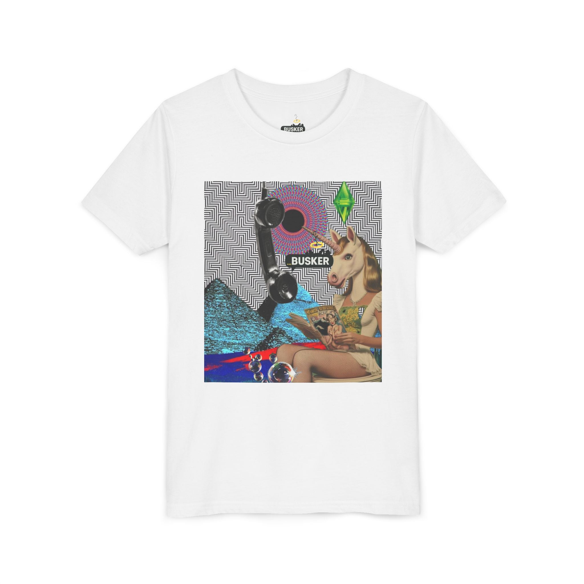 Youth Graphic Tee with Fun 'Busker' Design, Cool Summer Shirt, Gifts for Kids, Festival Attire, Trendy Youthwear