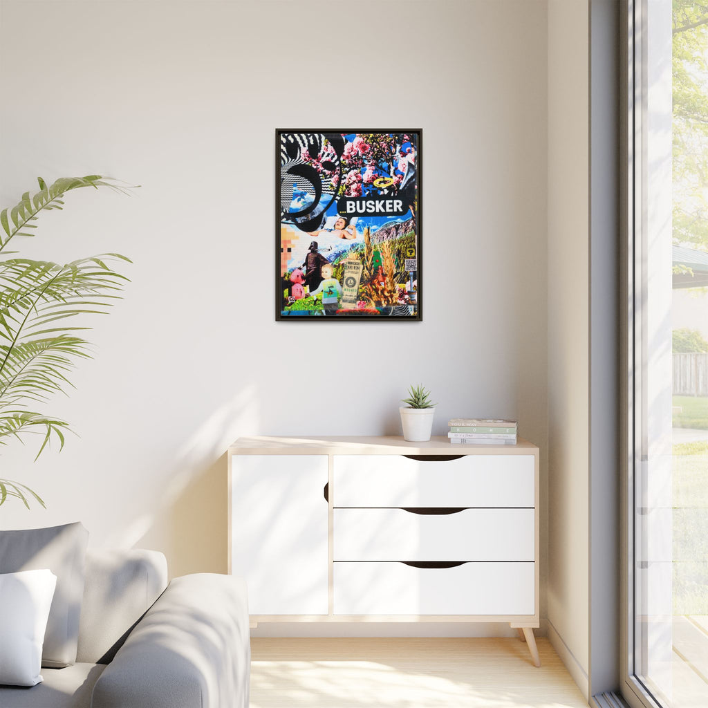 Busker Collage Matte Canvas Print — Framed Multi‑Color Wall Art