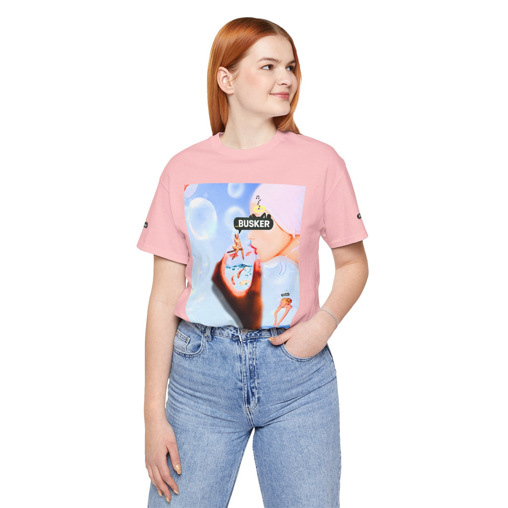 Busker Vibe Unisex Jersey Tee – Colorful Artistic Design for Summer Fun