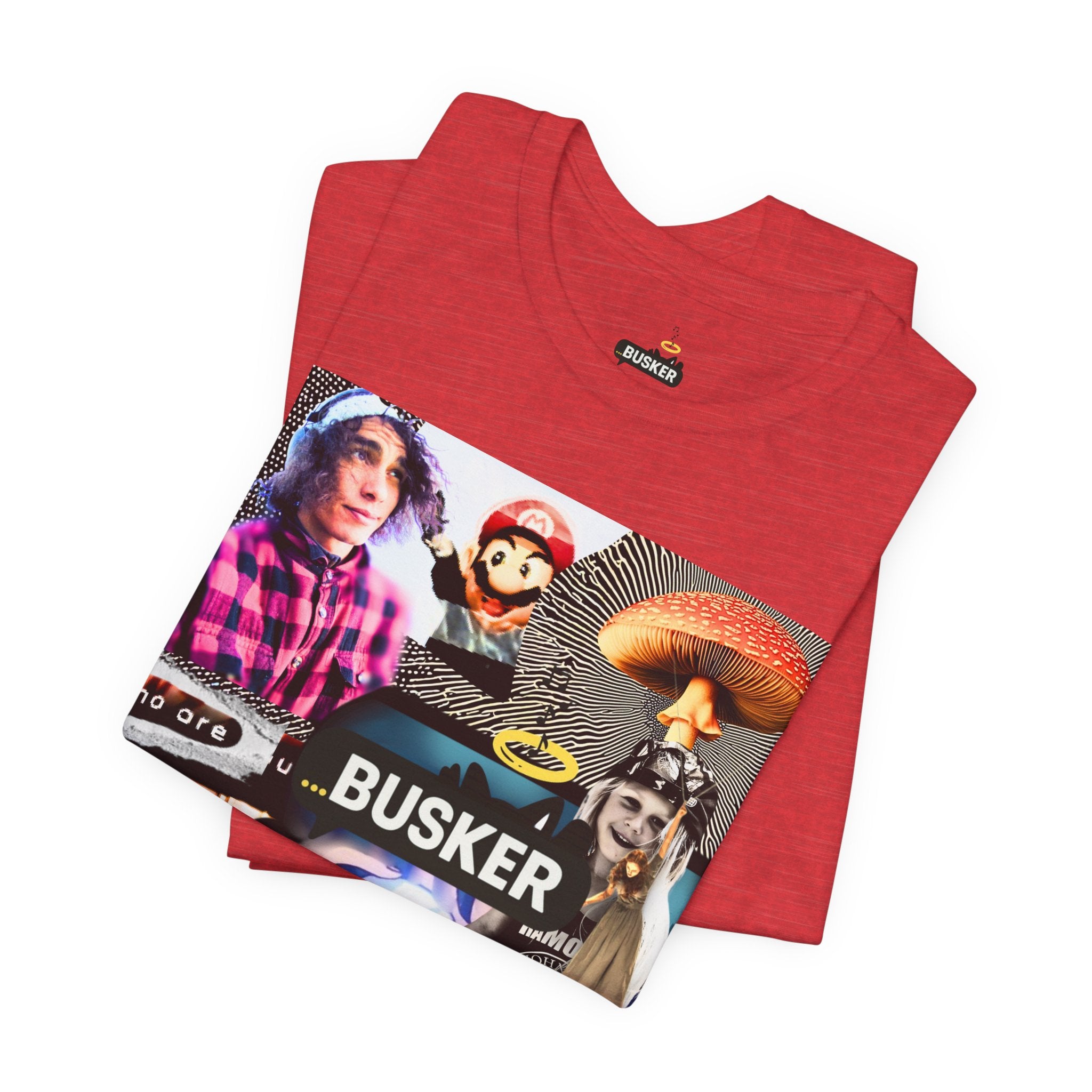 Busker Vibe Unisex Tee - Music & Art Collage Design