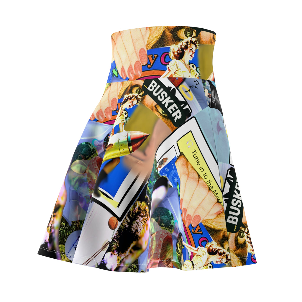 Vibrant Women's Skater Skirt - Fun Travel-Themed AOP Design