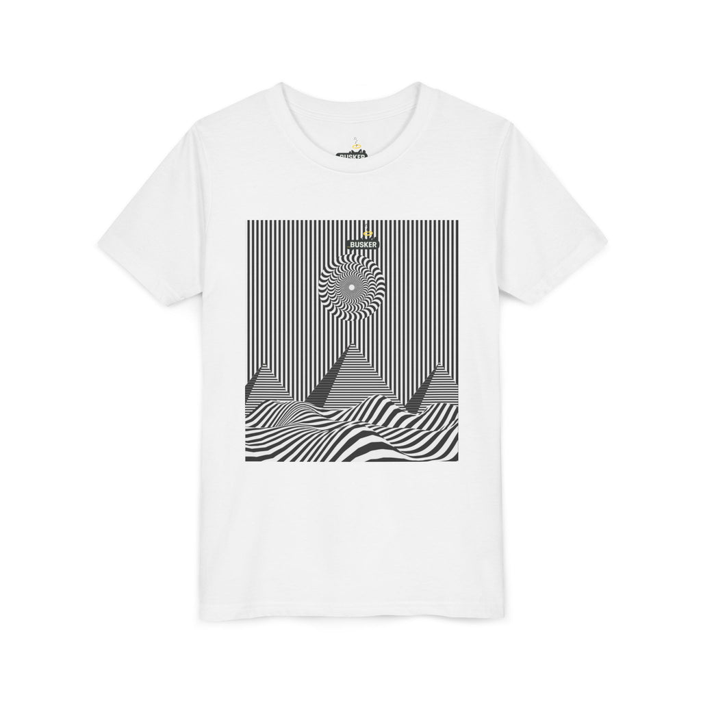 Stylish Youth Tee with Sunset Geometric Design, Summer Apparel, Kids Fashion, Gift for Birthdays, Fun Casual Wear, Graphic Tee