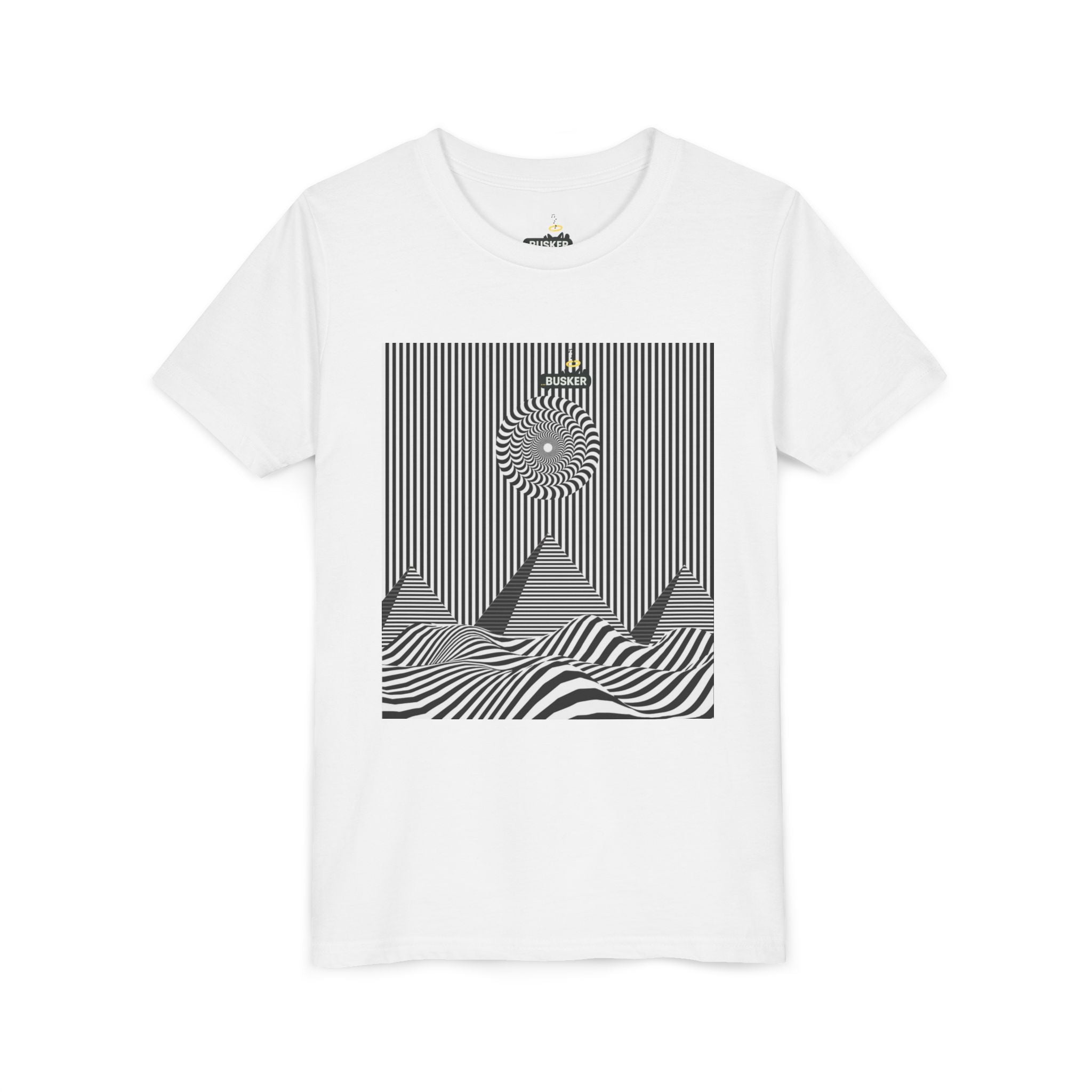 Stylish Youth Tee with Sunset Geometric Design, Summer Apparel, Kids Fashion, Gift for Birthdays, Fun Casual Wear, Graphic Tee