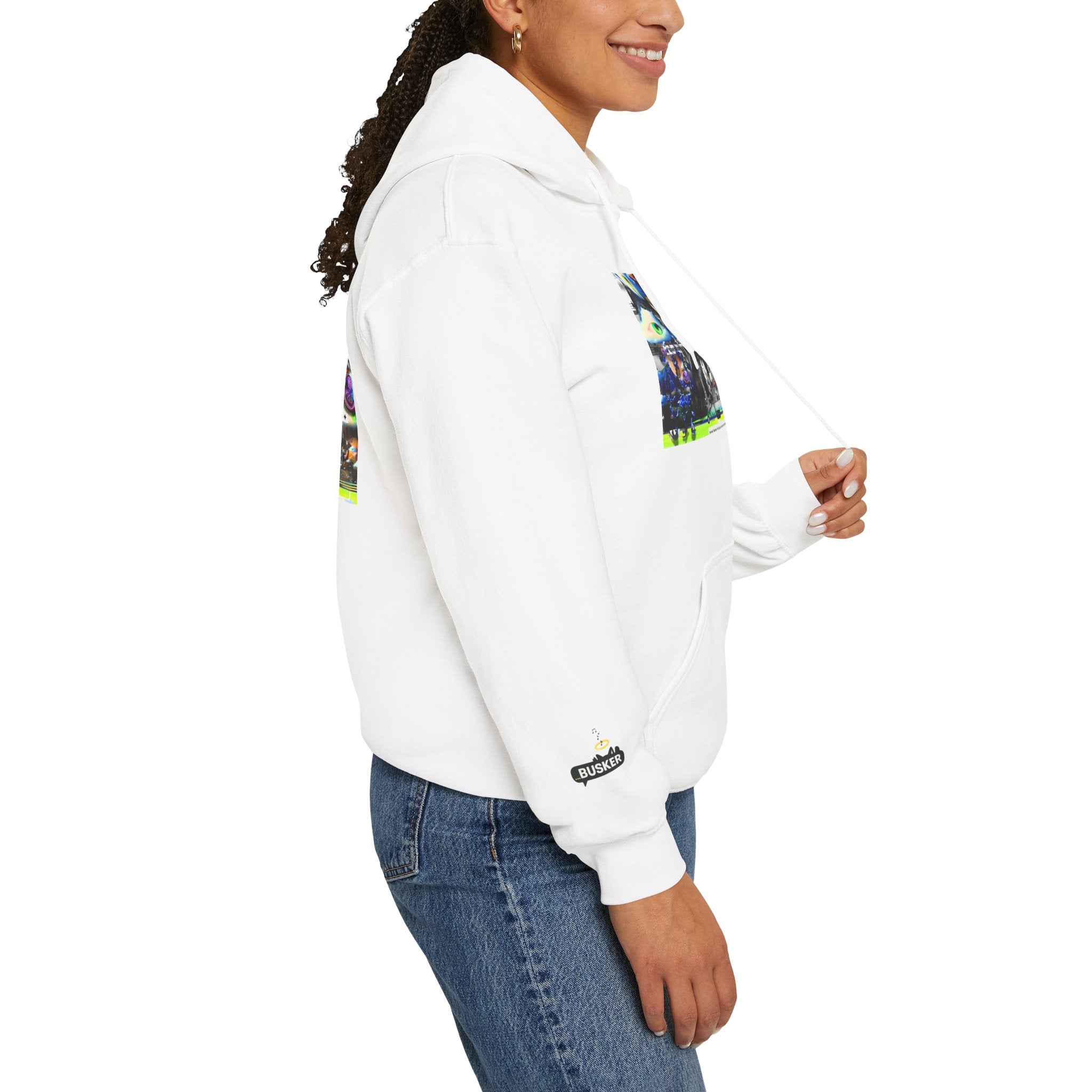 Busker Street Art Hoodie — Colorful Musician Graphic Pullover