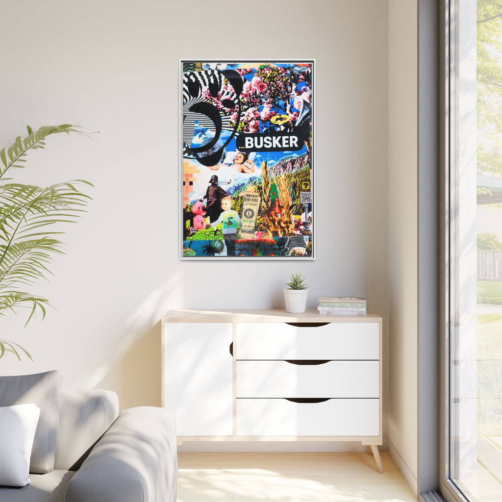 Busker Collage Matte Canvas Print — Framed Multi‑Color Wall Art