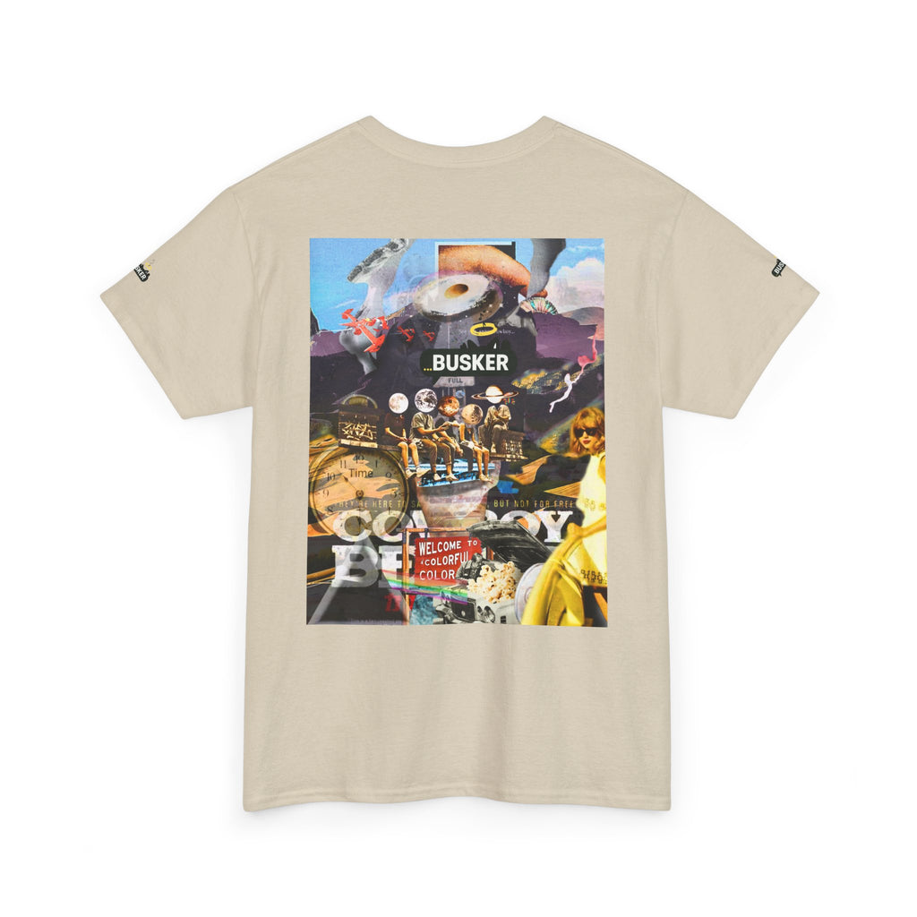 Busker Collage Graphic Tee — Vintage Music Poster Streetwear
