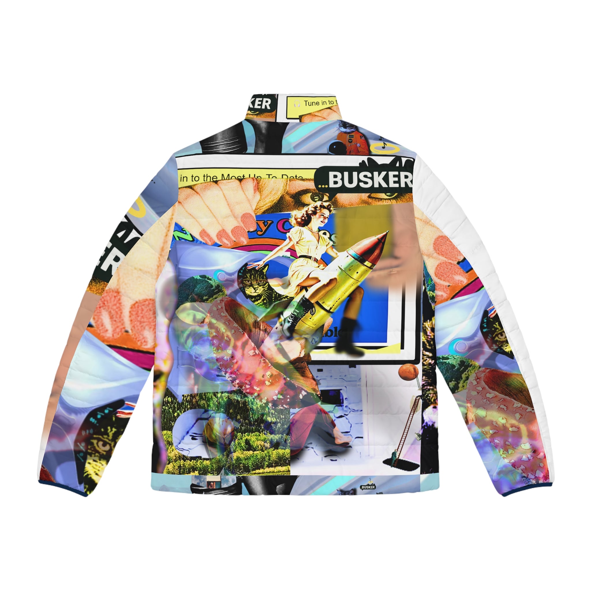 Artistic Men's Puffer Jacket - Colorful AOP Design