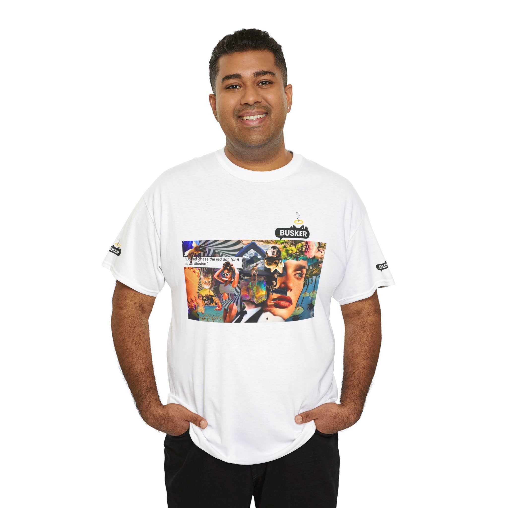 Artistic Unisex Heavy Cotton Tee - Vibrant Busker Design