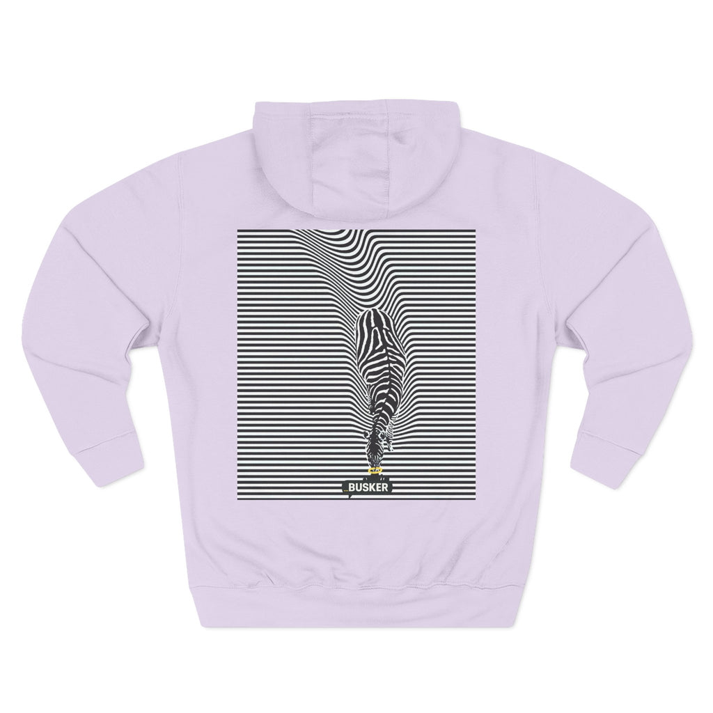 Busker Three-Panel Fleece Hoodie, Striped Design, Unisex Fashion Hoodie, Cozy Gift for Music Lovers, Street Performer Style