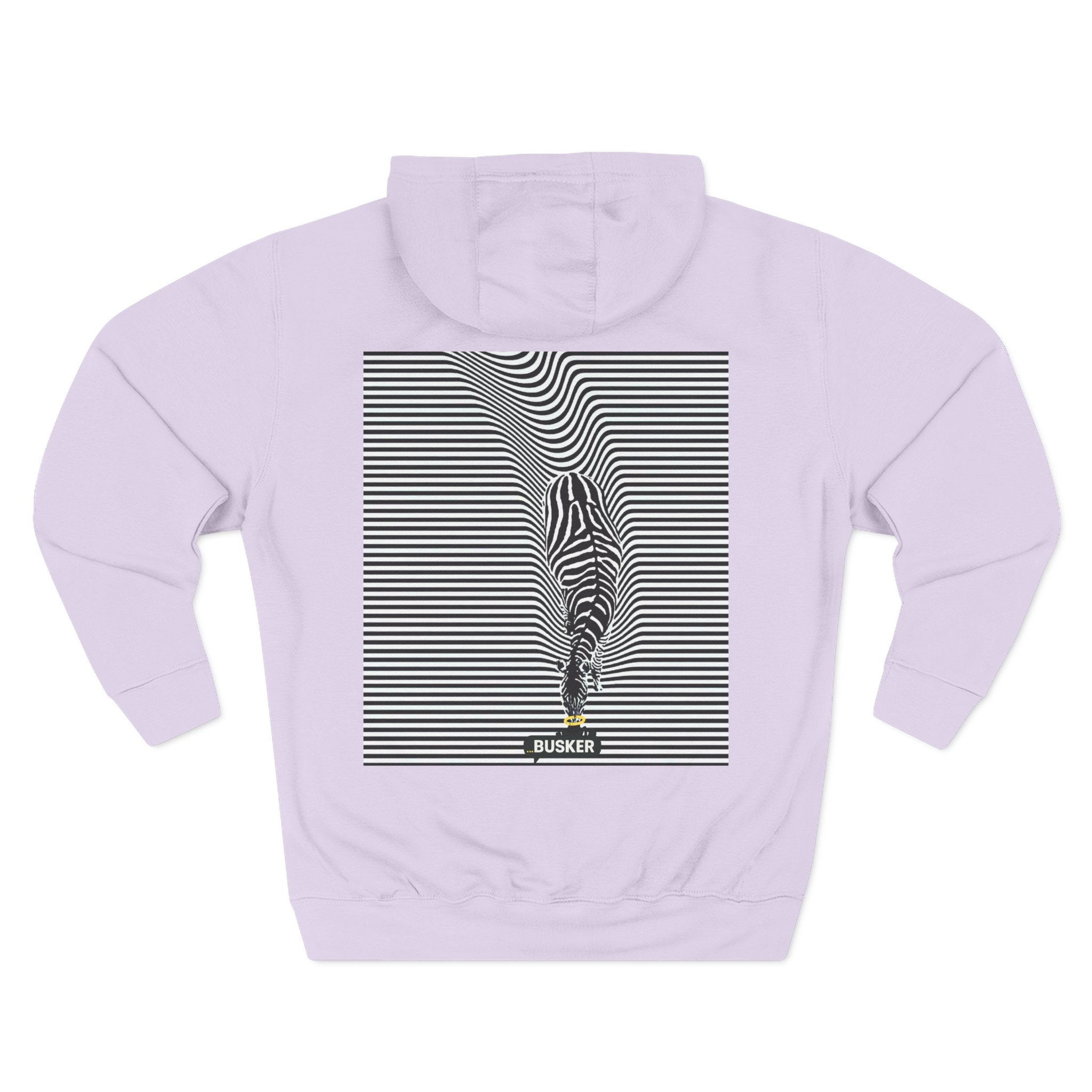 Busker Three-Panel Fleece Hoodie, Striped Design, Unisex Fashion Hoodie, Cozy Gift for Music Lovers, Street Performer Style