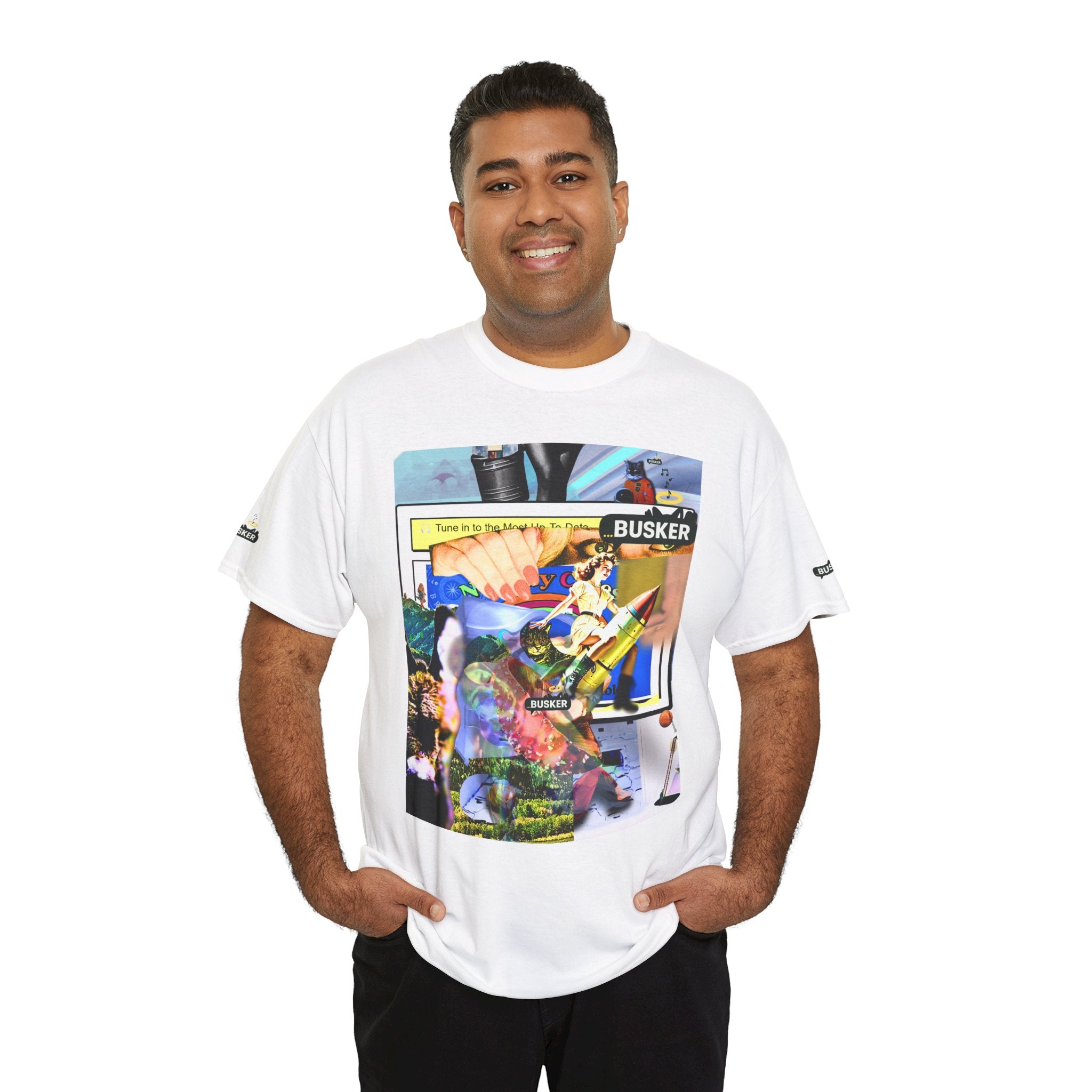 Cool Graphic Unisex Heavy Cotton Tee - 'Busker' Design