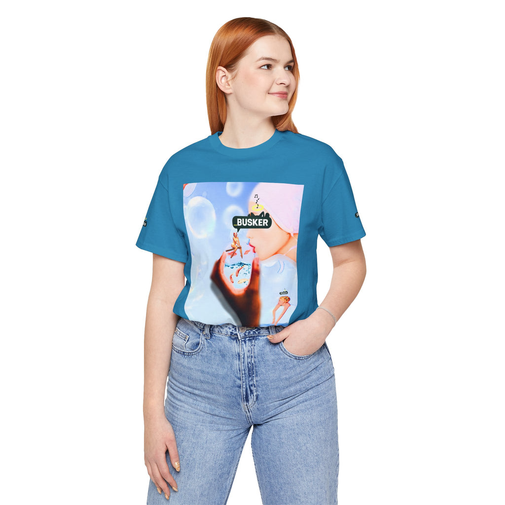 Busker Vibe Unisex Jersey Tee – Colorful Artistic Design for Summer Fun