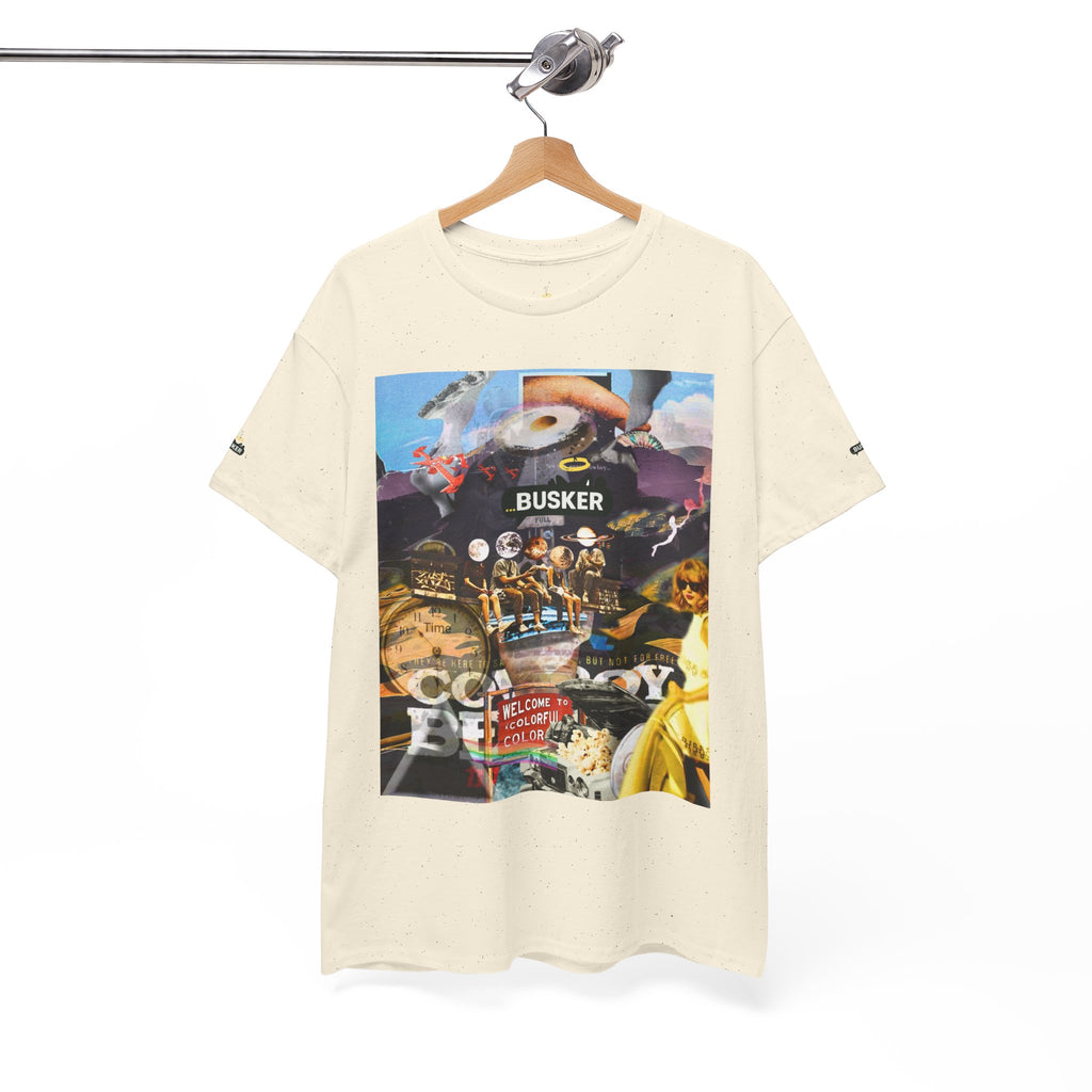Busker Collage Graphic Tee — Vintage Music Poster Streetwear