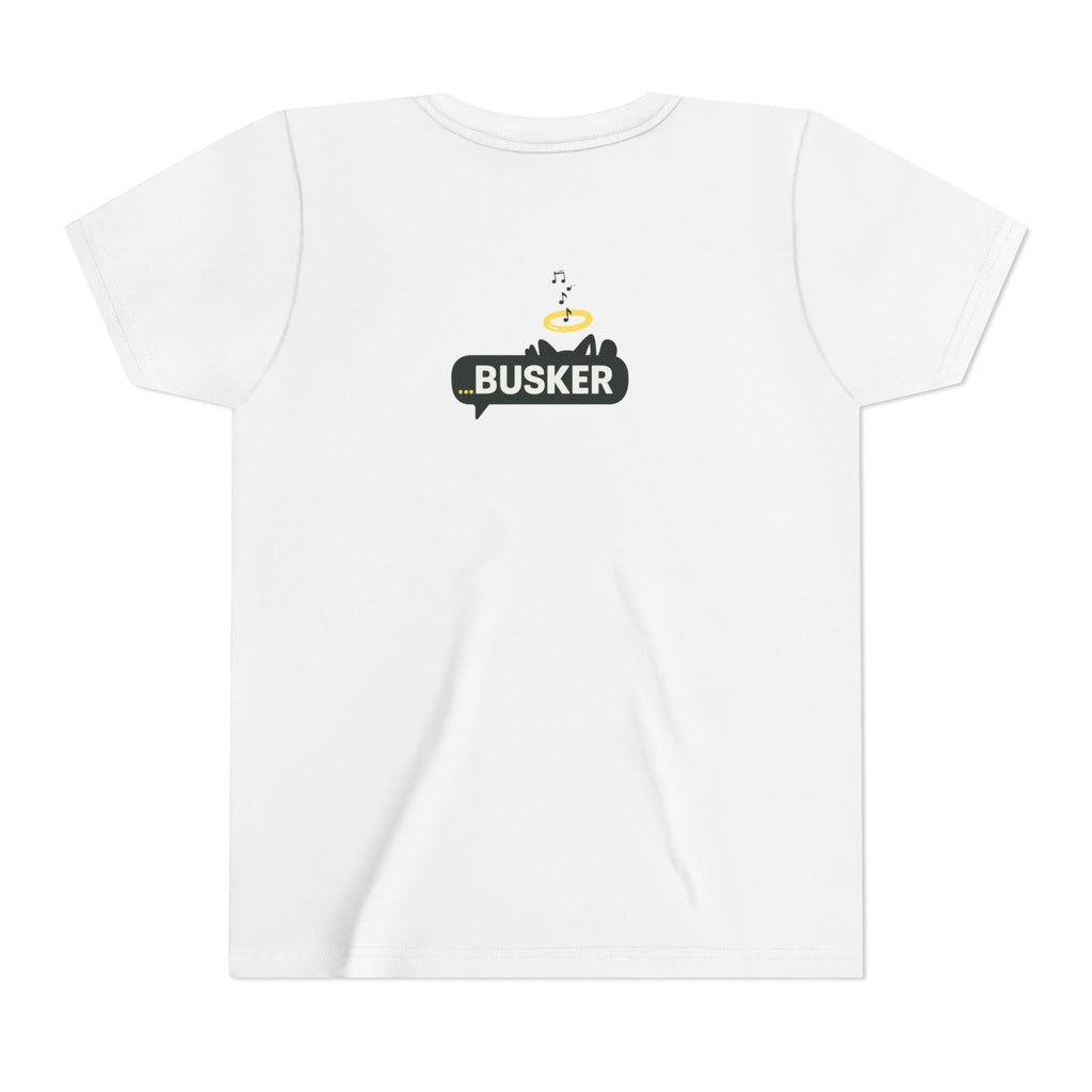 Youth Graphic Tee with Fun 'Busker' Design, Cool Summer Shirt, Gifts for Kids, Festival Attire, Trendy Youthwear