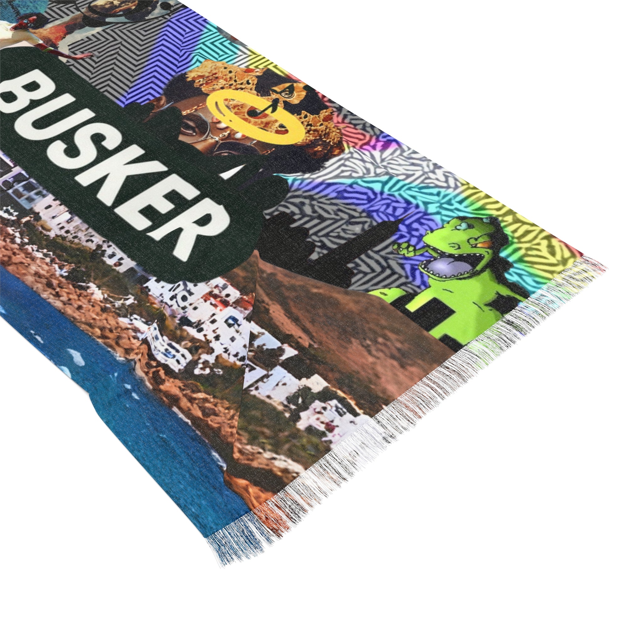 Colorful Busker Light Scarf - Artistic, Vibrant Wrap for Festivals and Everyday Style