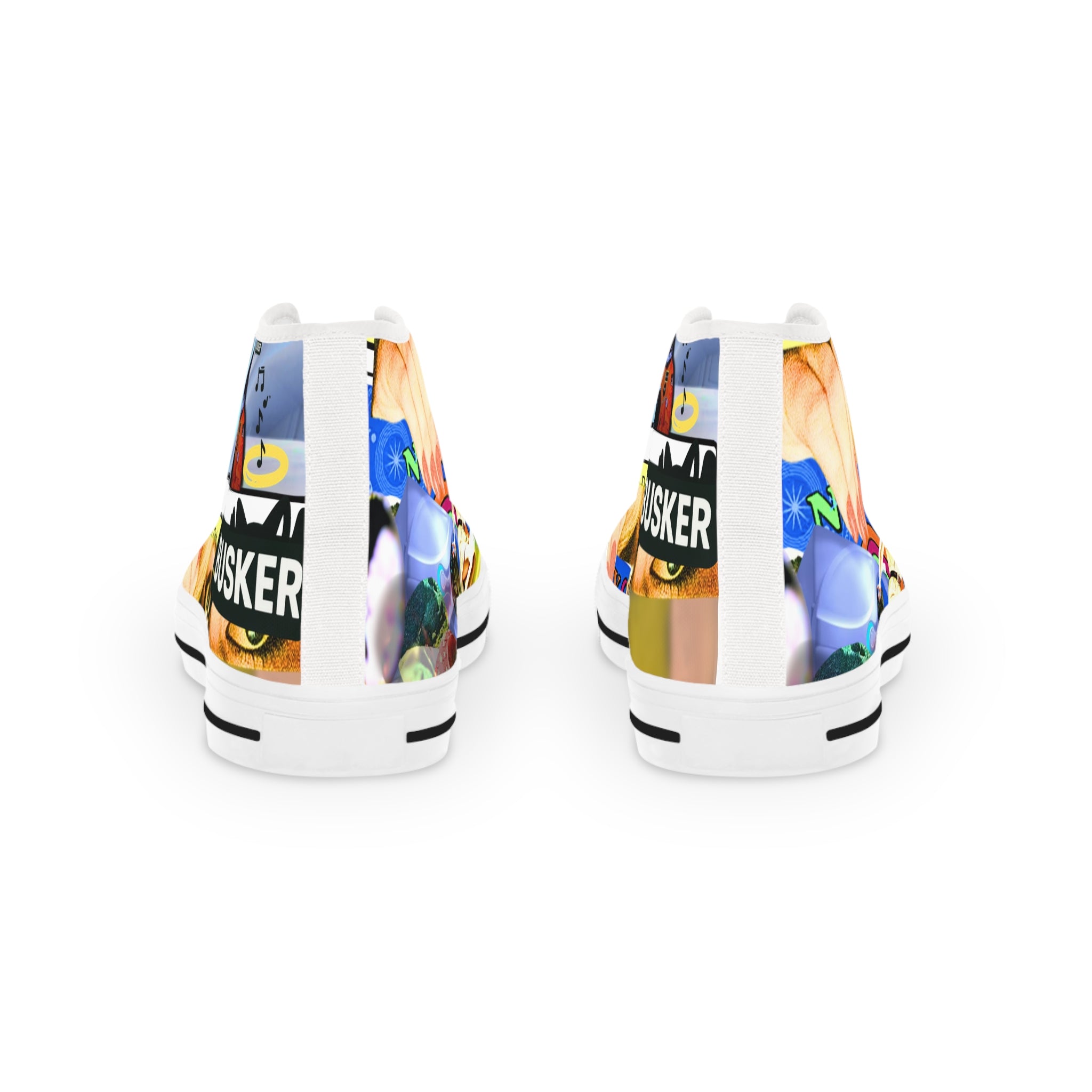 Colorful High Top Sneakers - Unique Artistic Design for Creative Souls