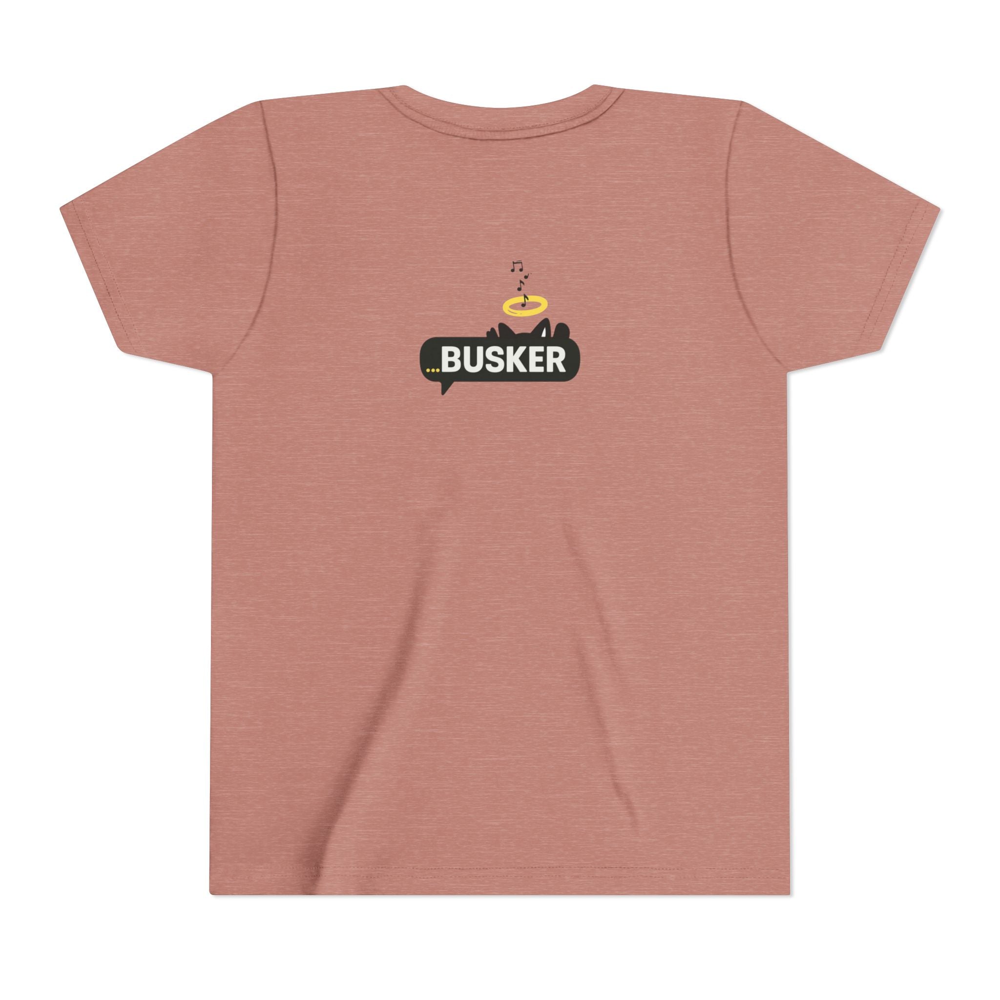 Busker Youth Short Sleeve Tee, Fun Summer Tee, Music Lover Gift, Kids Graphic T-Shirt, Festival Outfit, Creative Gift Idea