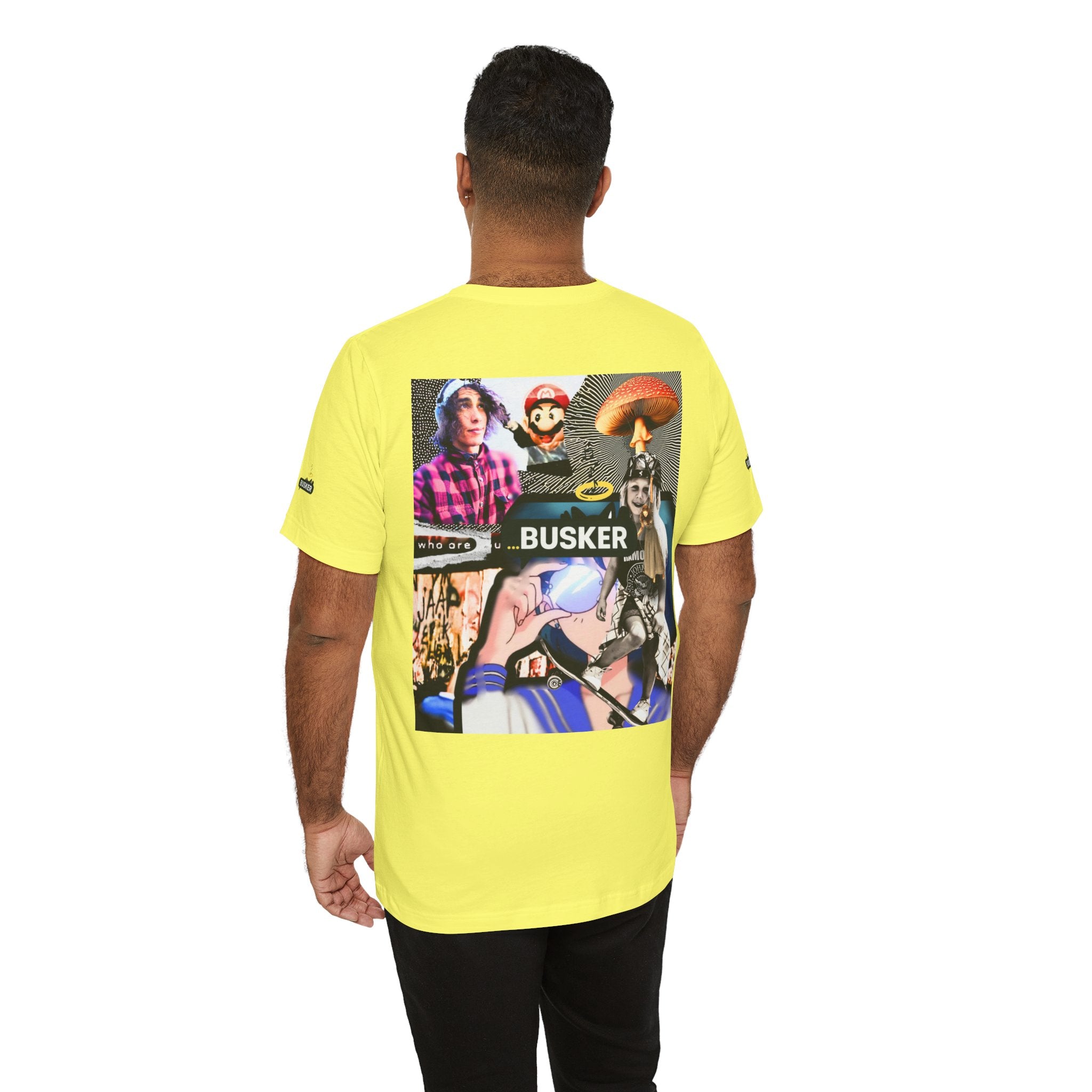 Busker Vibe Unisex Tee - Music & Art Collage Design