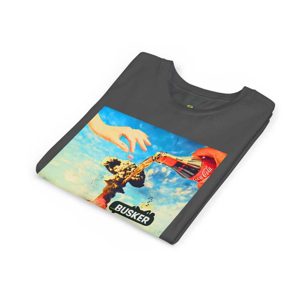 Busker Youth Short Sleeve Tee, Fun Summer Tee, Music Lover Gift, Kids Graphic T-Shirt, Festival Outfit, Creative Gift Idea