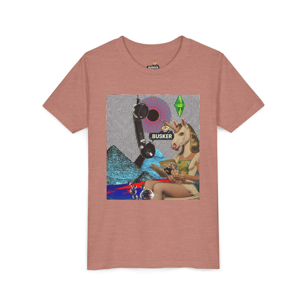 Youth Graphic Tee with Fun 'Busker' Design, Cool Summer Shirt, Gifts for Kids, Festival Attire, Trendy Youthwear