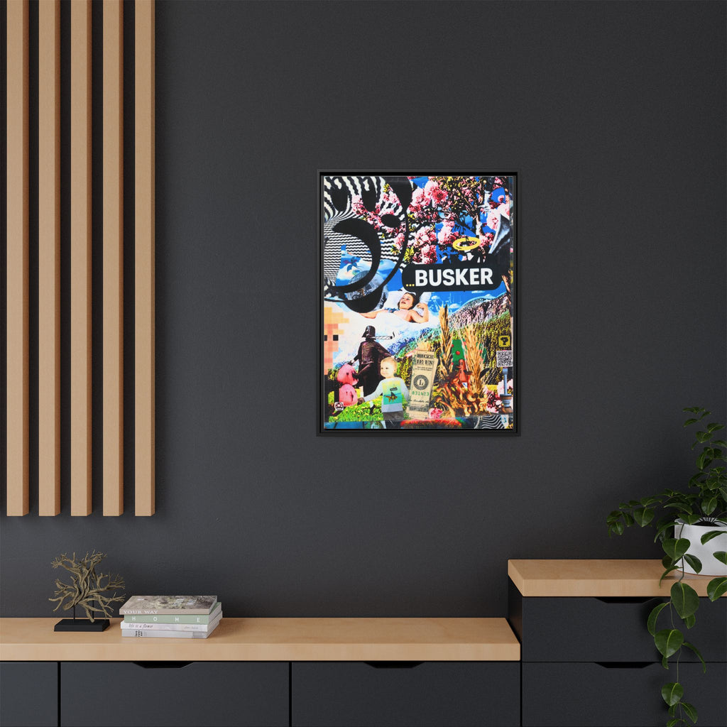 Busker Collage Matte Canvas Print — Framed Multi‑Color Wall Art