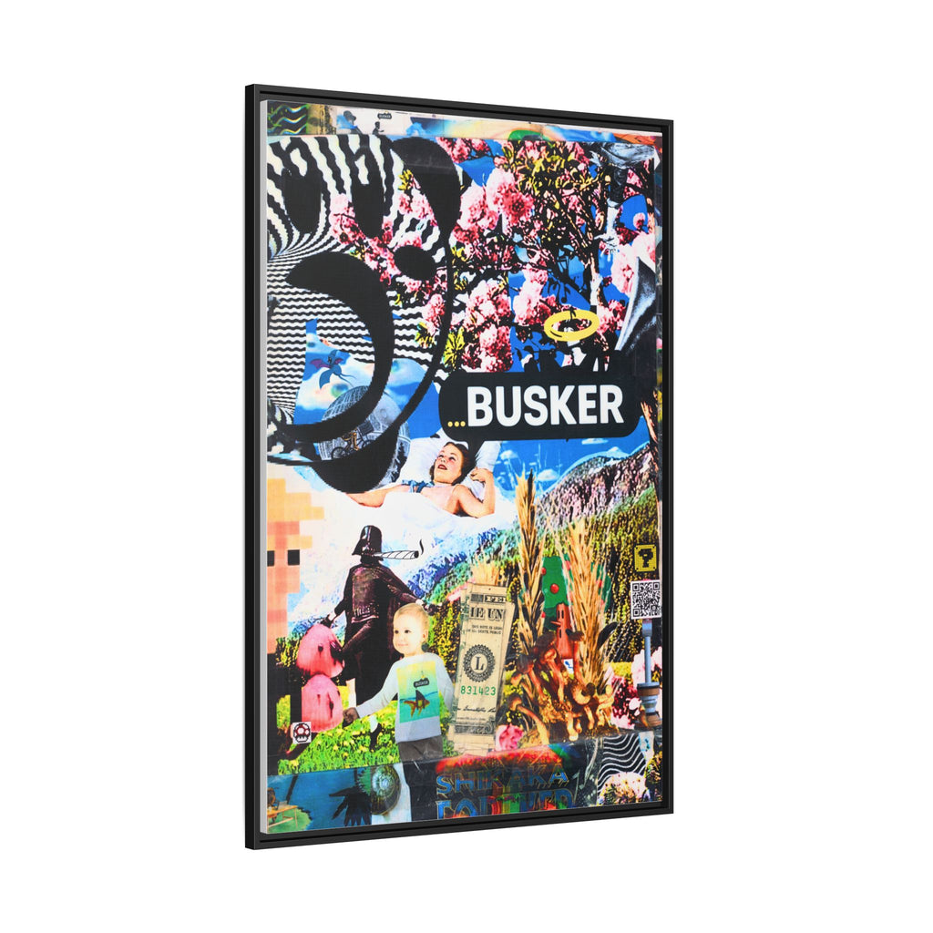 Busker Collage Matte Canvas Print — Framed Multi‑Color Wall Art