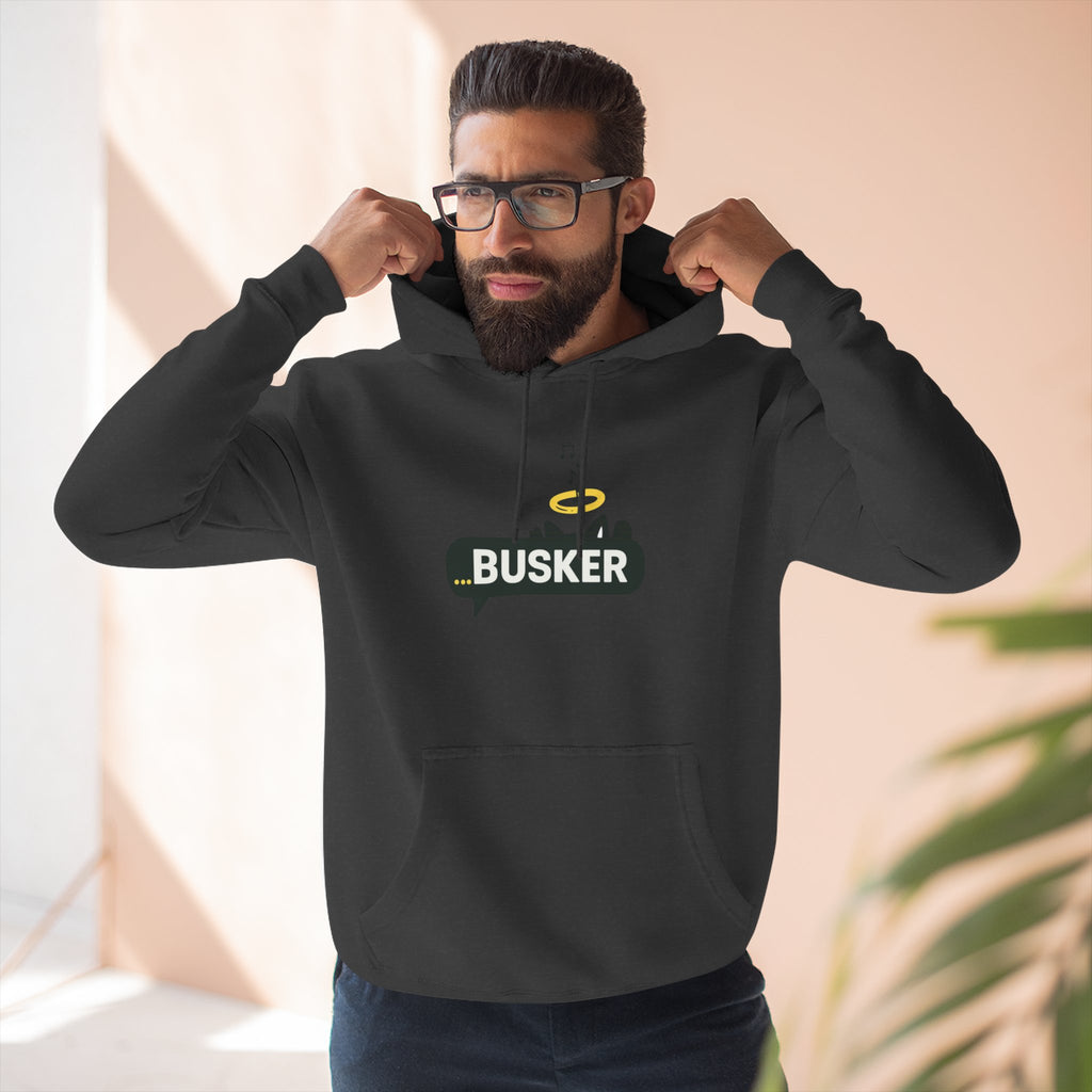 Busker Fleece Hoodie - Cozy Street Art Inspired Hoodie for Music Lovers, Casual Wear, Gift for Musicians, Concert Attire, Relaxed Fit