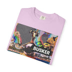 Vibrant Busker T-Shirt, Unisex Graphic Tee, Street Art Inspired Apparel, Casual Wear, Summer Festival Clothing