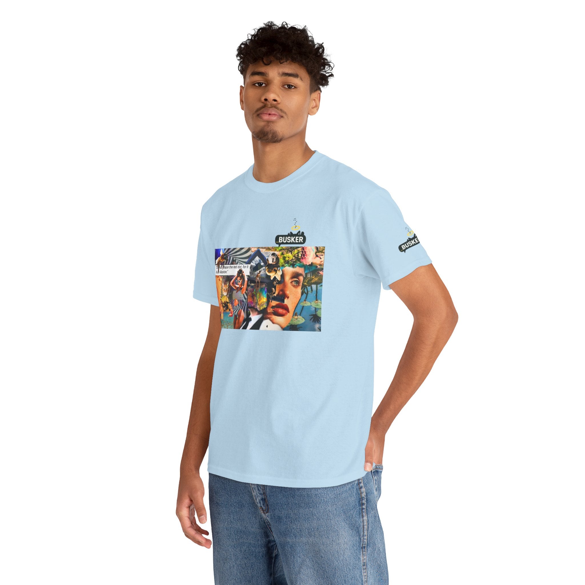 Artistic Unisex Heavy Cotton Tee - Vibrant Busker Design