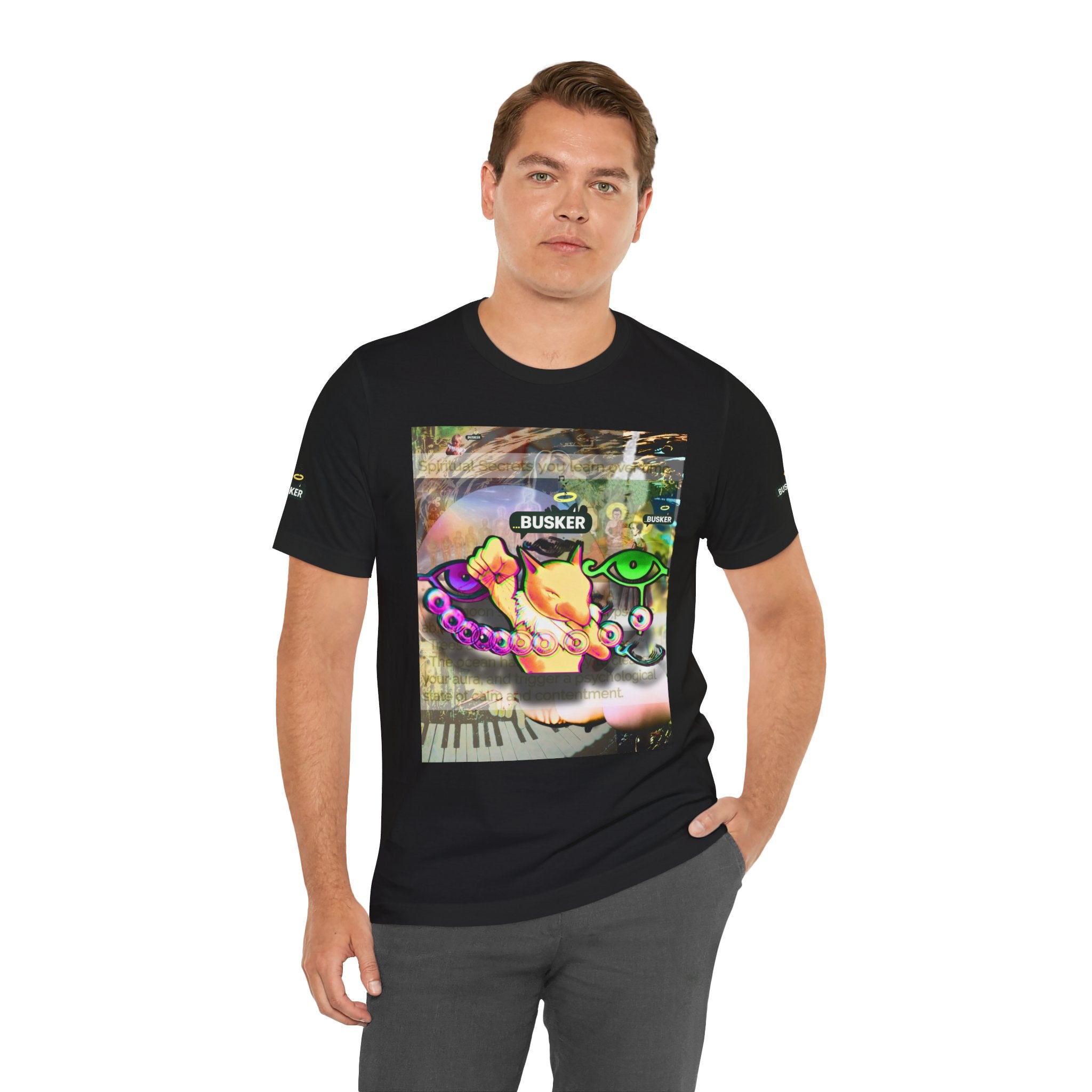 Vibrant Busker Art Tee for Creative Souls