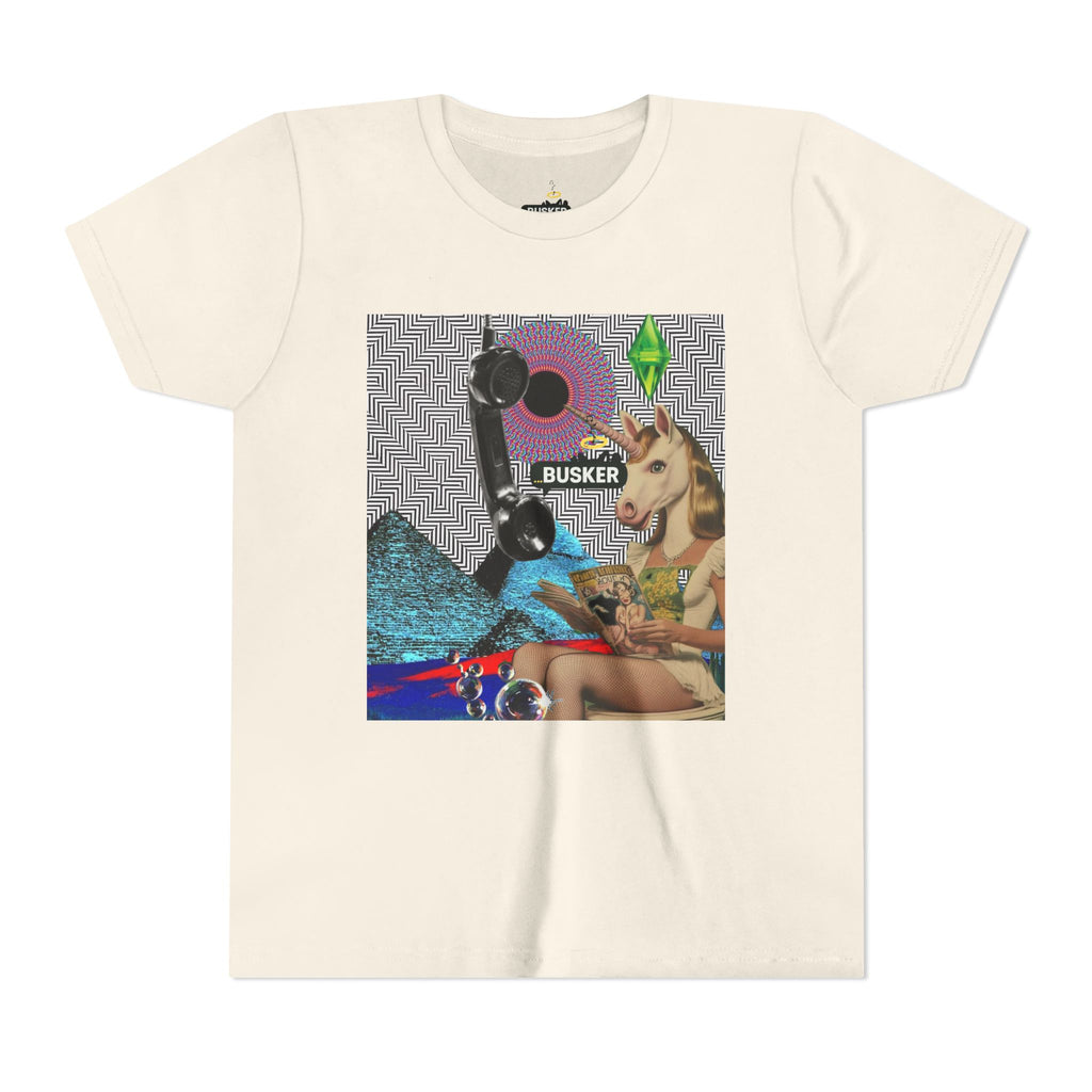 Youth Graphic Tee with Fun 'Busker' Design, Cool Summer Shirt, Gifts for Kids, Festival Attire, Trendy Youthwear
