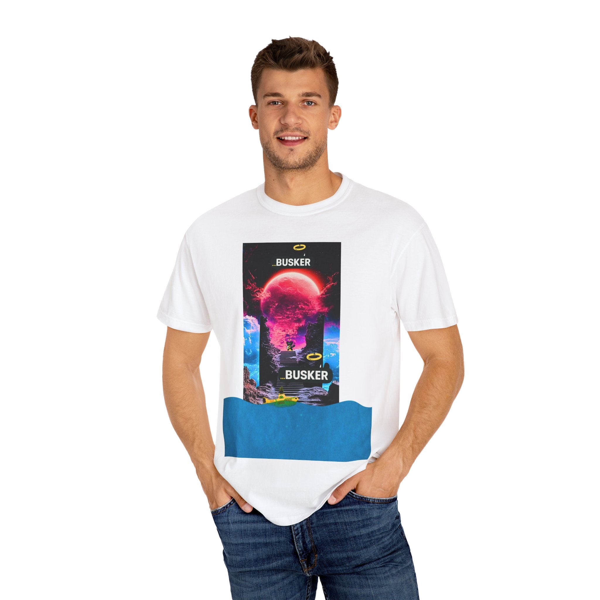 Unisex Garment-Dyed T-shirt with Colorful Retro Design, Music Lover Gift, Casual Wear, Festival Clothing, Unique Graphic Tee
