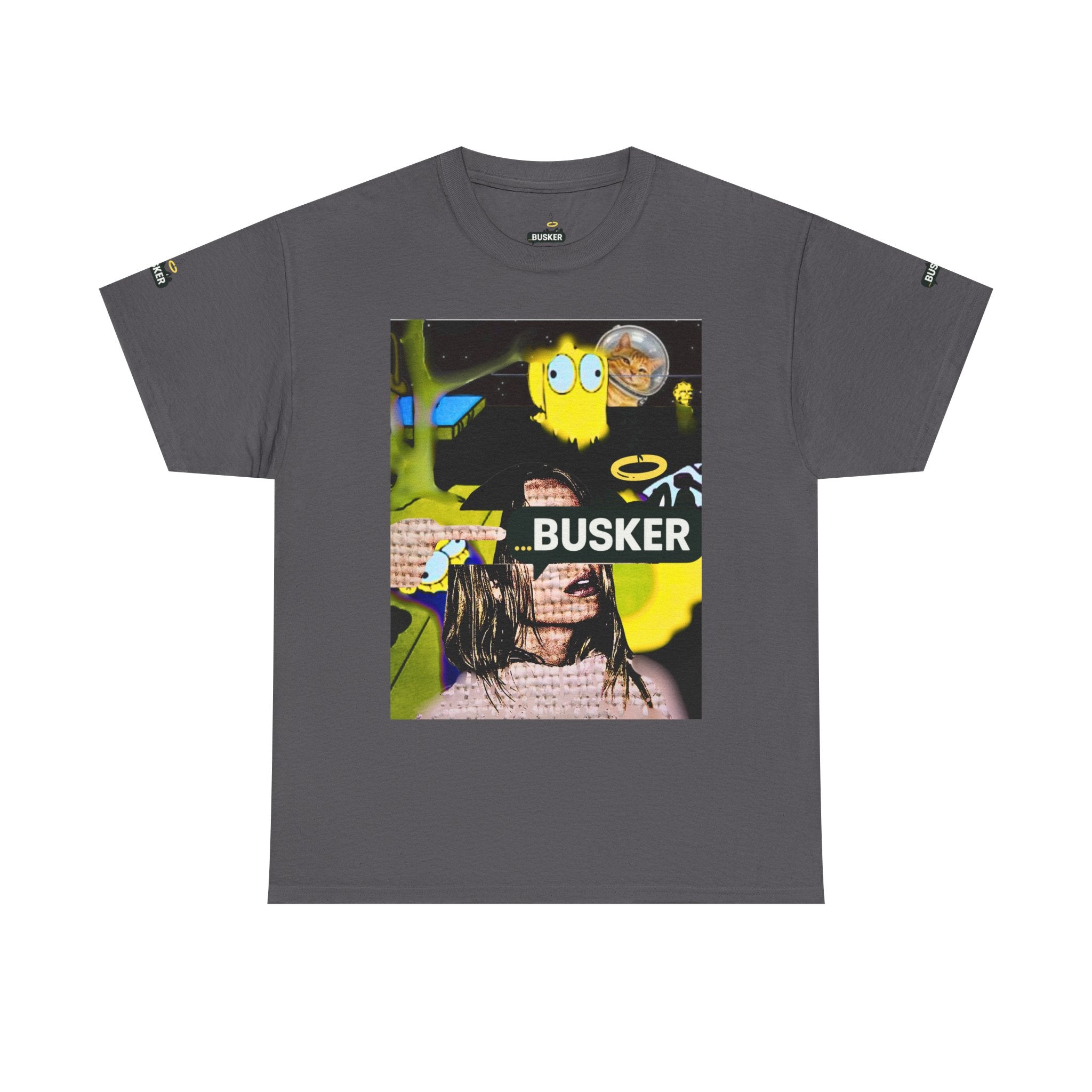 Artistic Unisex Heavy Cotton Tee - 'BUSKER' Graphic Design
