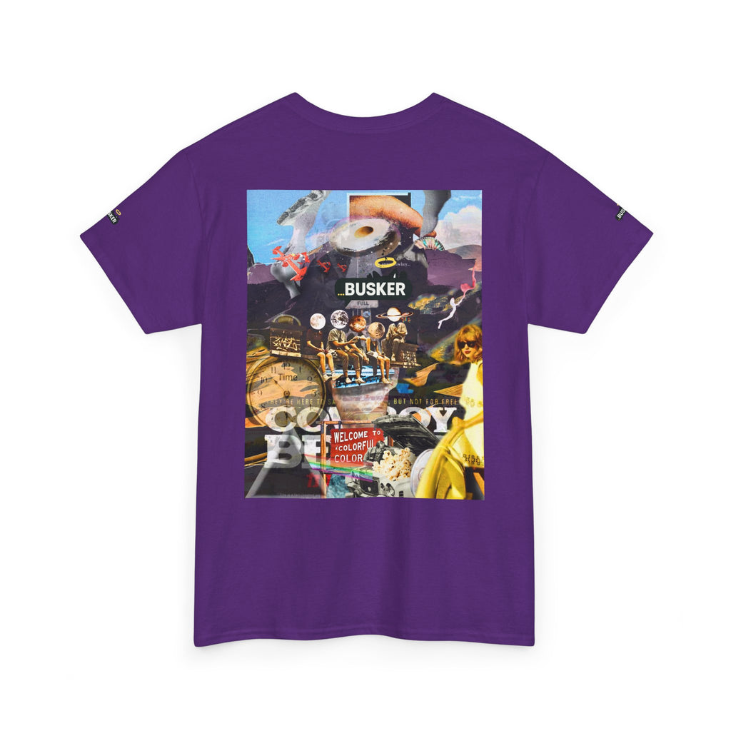 Busker Collage Graphic Tee — Vintage Music Poster Streetwear