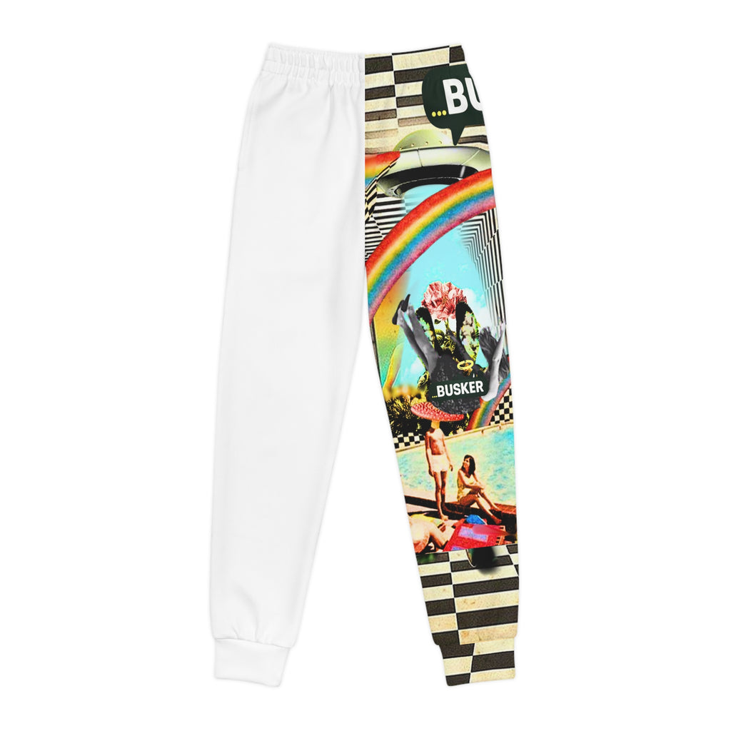 Colorful Youth Joggers with Retro Busker Design