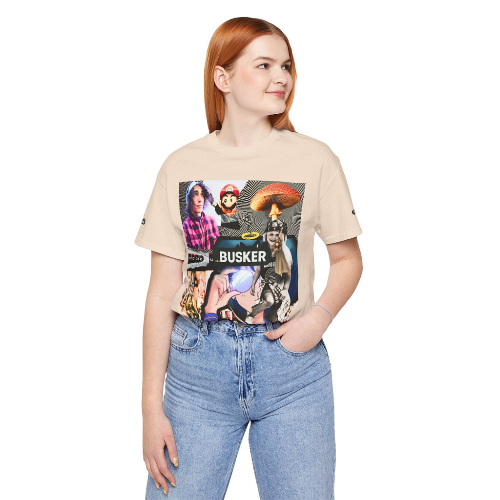 Busker Vibe Unisex Tee - Music & Art Collage Design