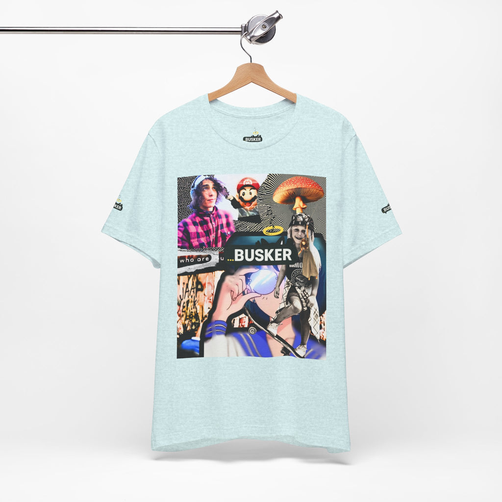 Busker Vibe Unisex Tee - Music & Art Collage Design