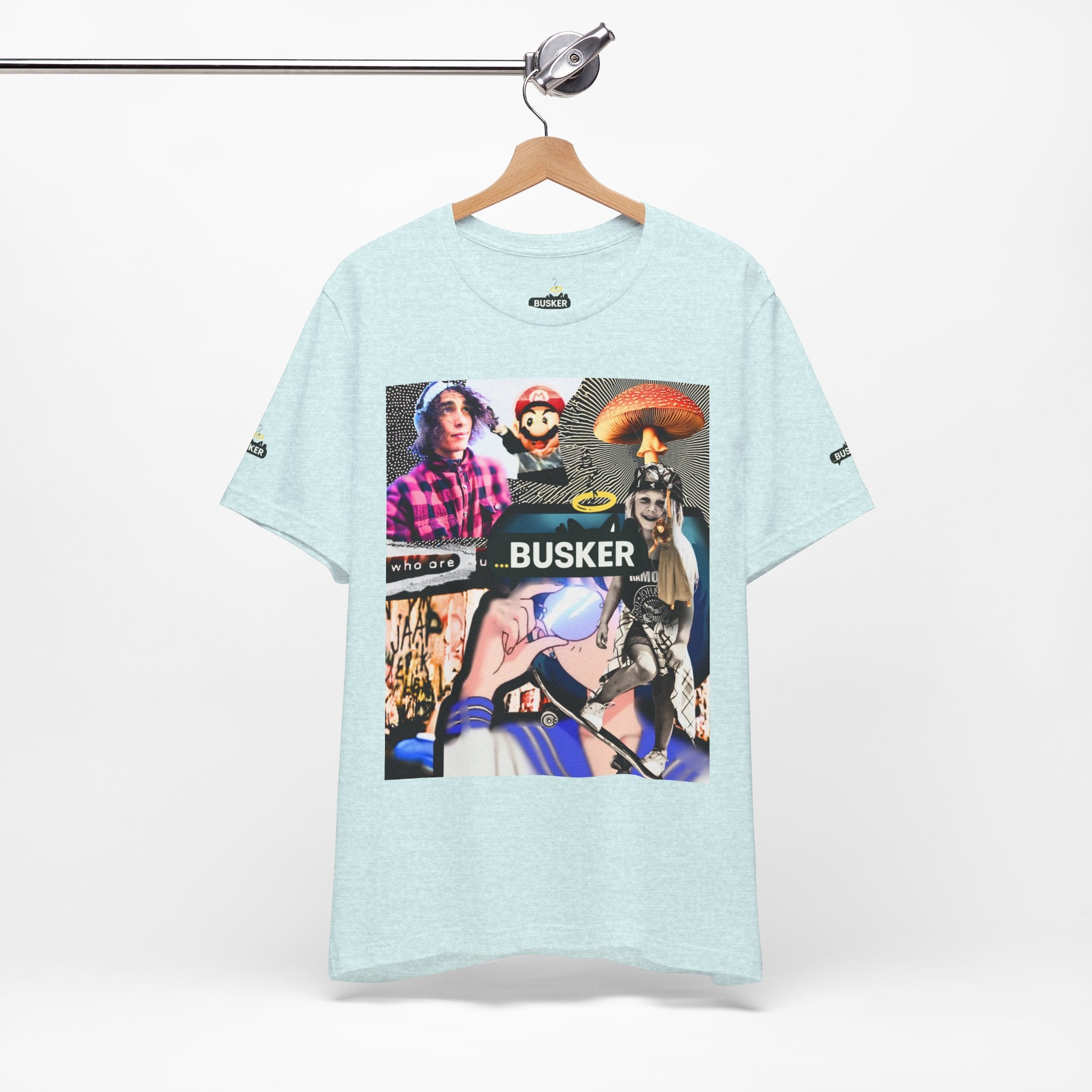 Busker Vibe Unisex Tee - Music & Art Collage Design