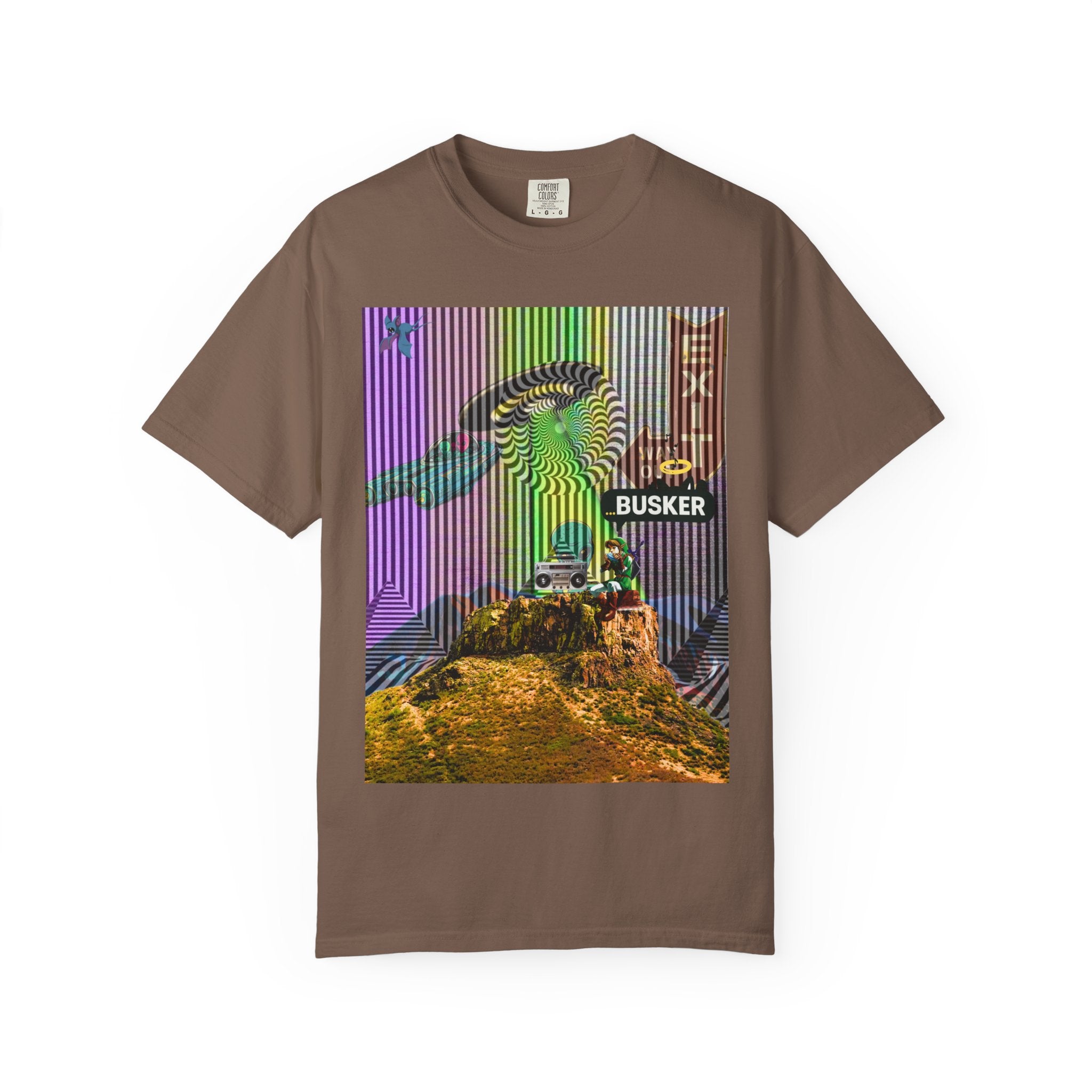 Psychedelic Busker T-Shirt, Unisex Graphic Tee, Music Lover Gift, Festival Wear, Casual Streetwear, Colorful Arttee