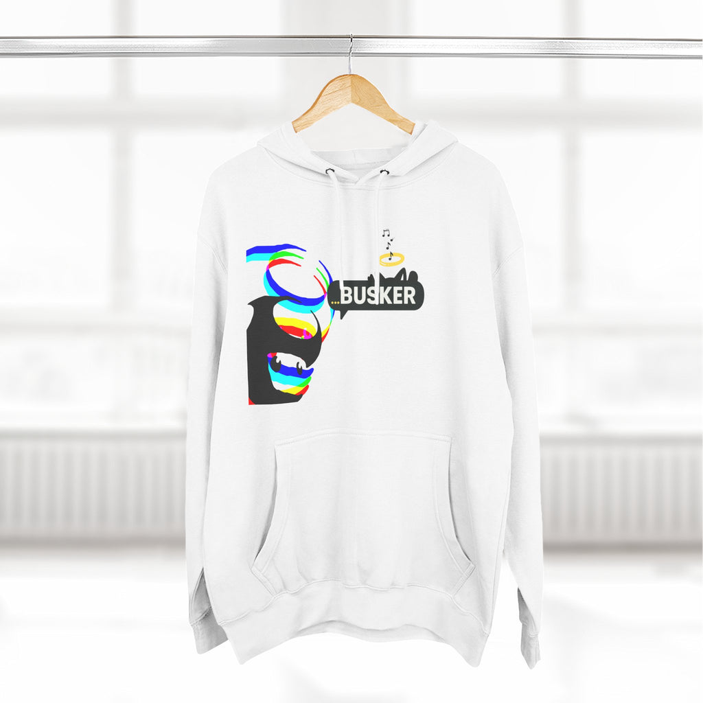 Colorful Busker Fleece Hoodie, Music Lover Hoodie, Street Performer Apparel, Cozy Fashion, Gift for Musicians, Art Enthusiast Clothing